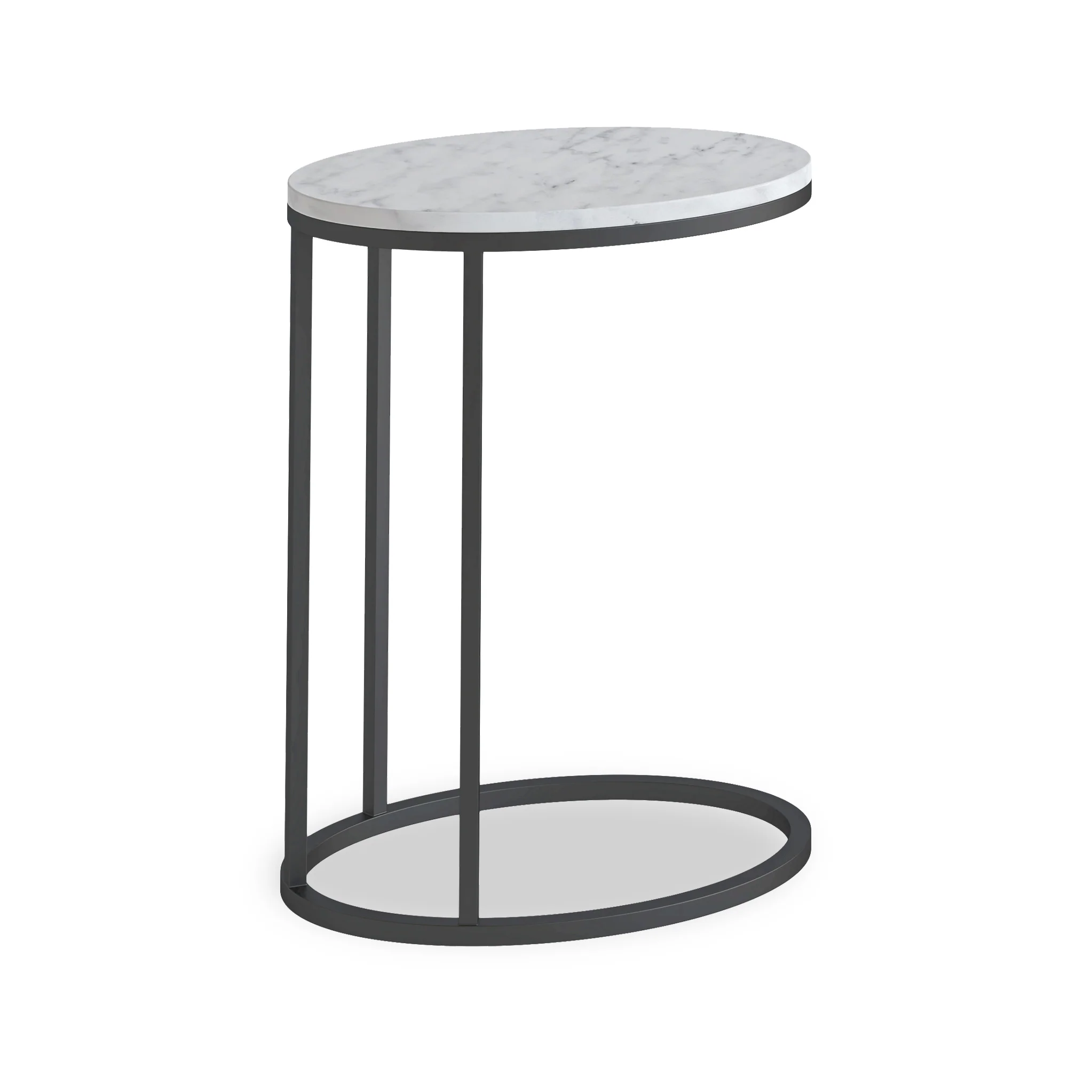 Pimlico Marble Oval C Side Table with Grey Frame