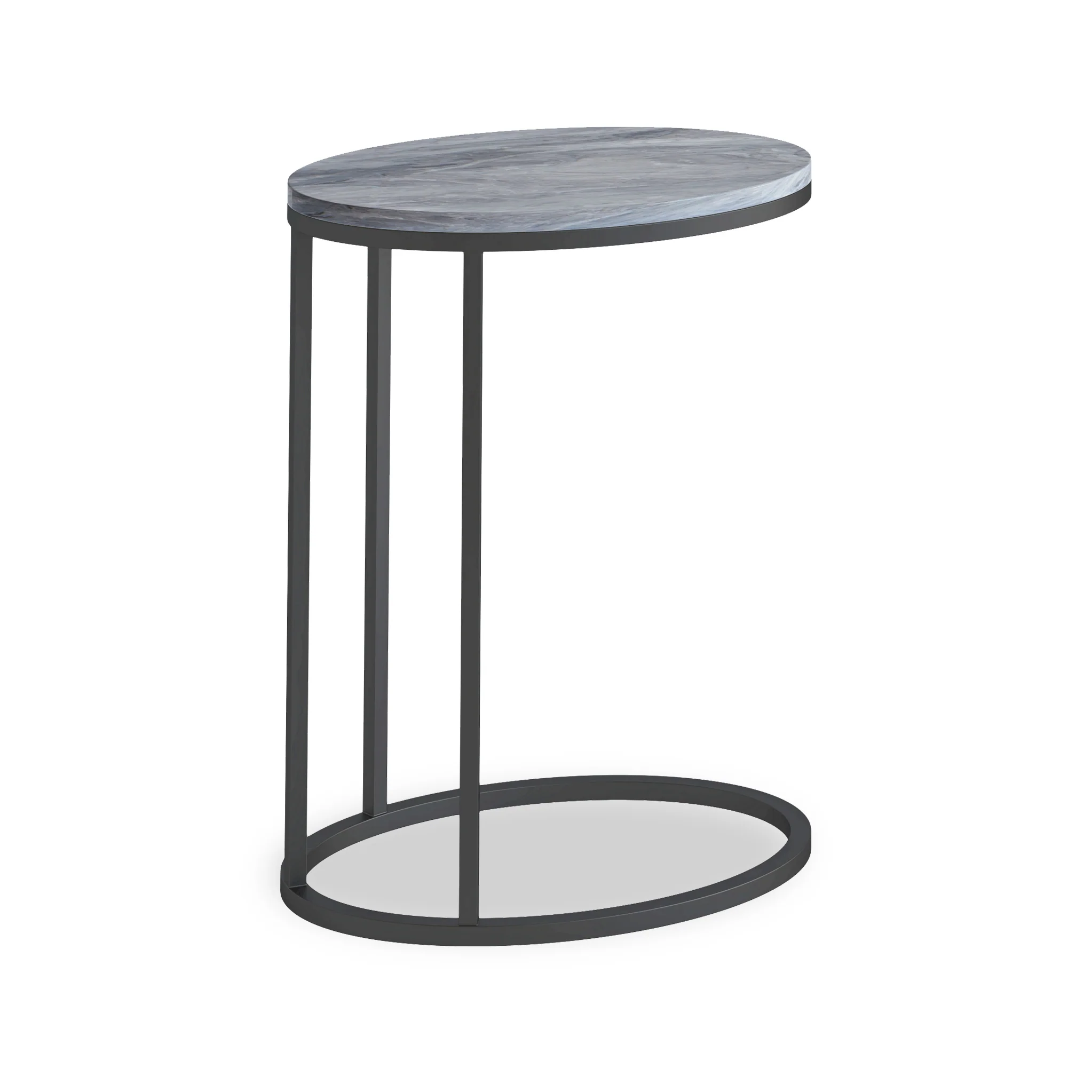 Pimlico Marble Oval C Side Table with Grey Frame - Image 4