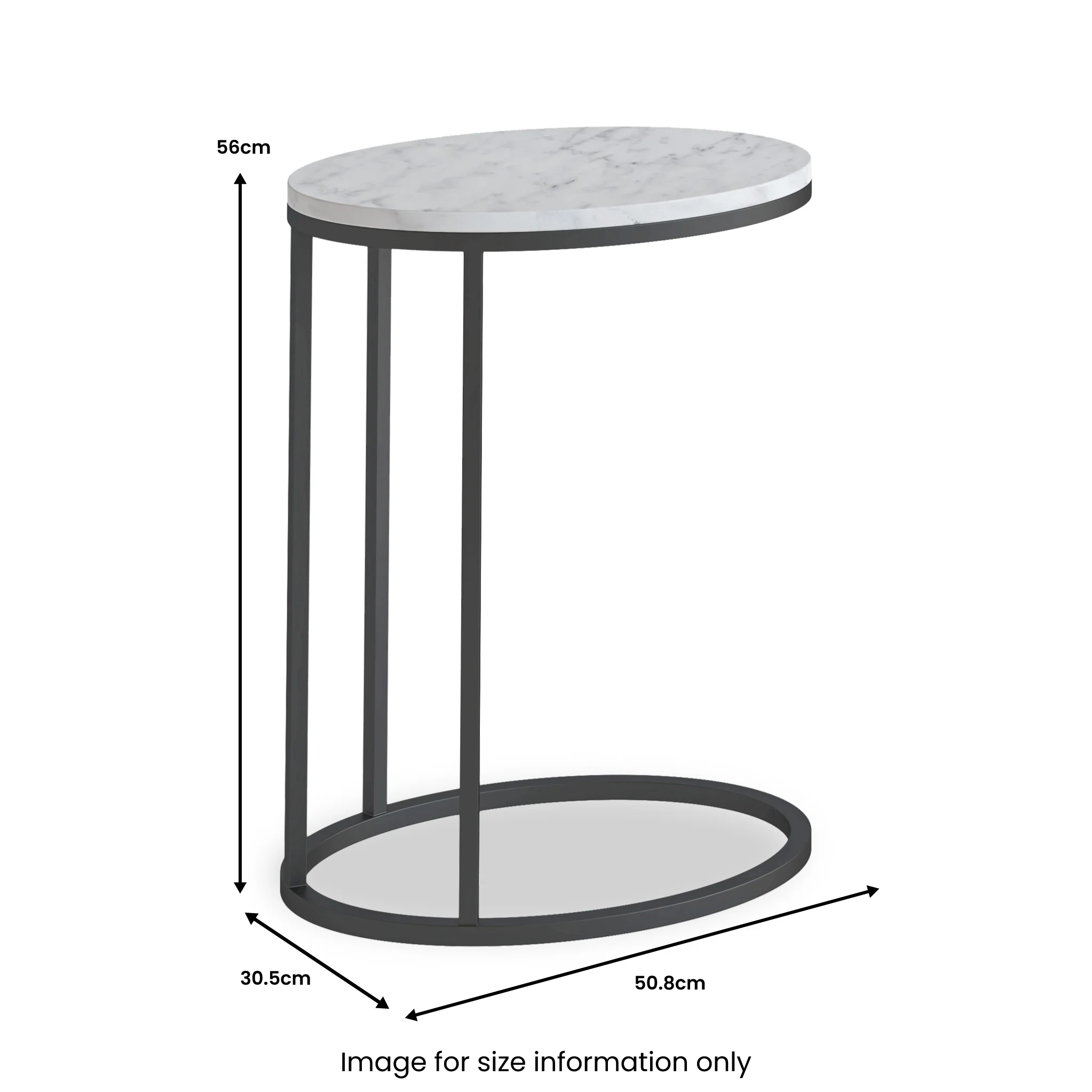 Pimlico Marble Oval C Side Table with Grey Frame - Image 7
