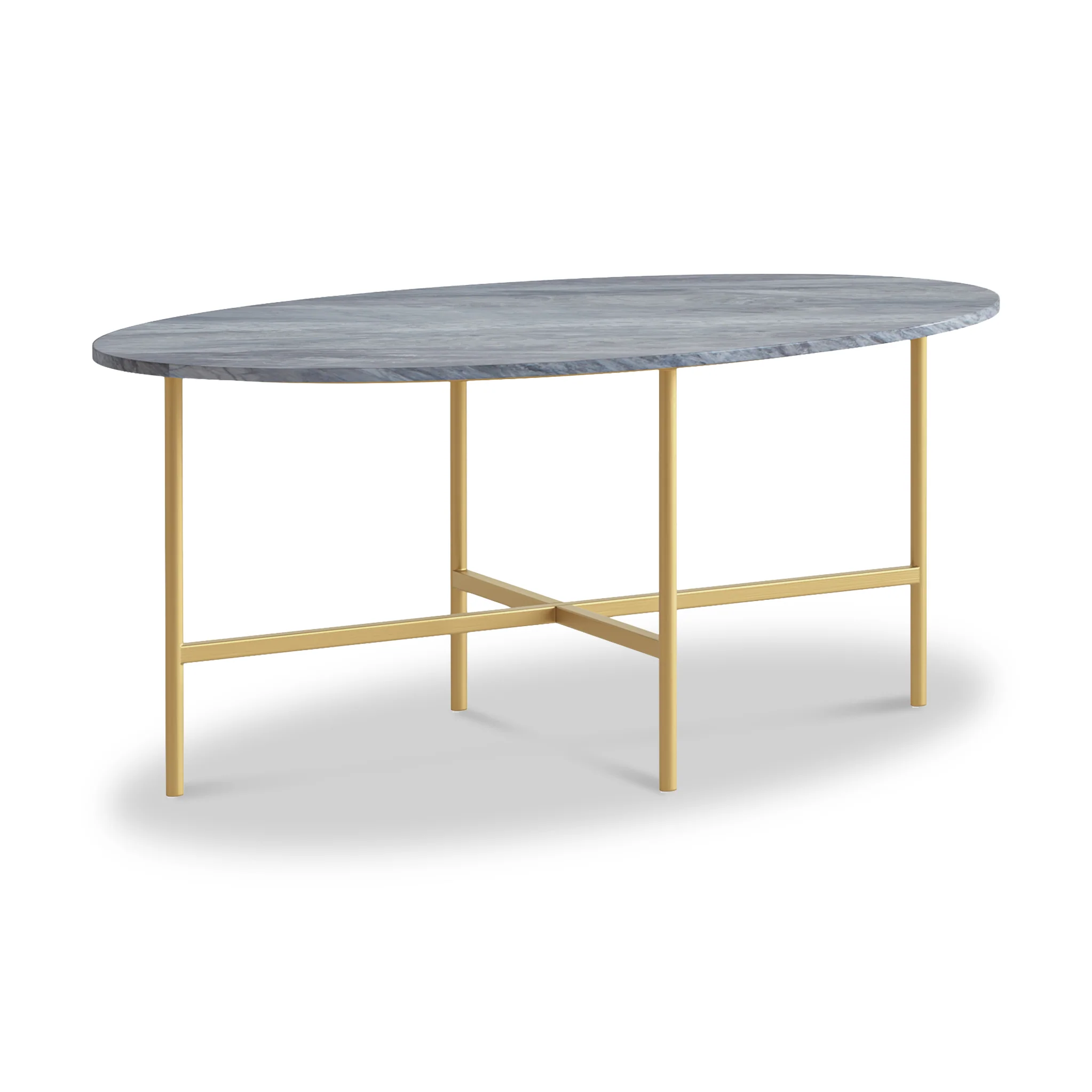 Pimlico Marble Oval Coffee Table with Gold Frame - Image 4