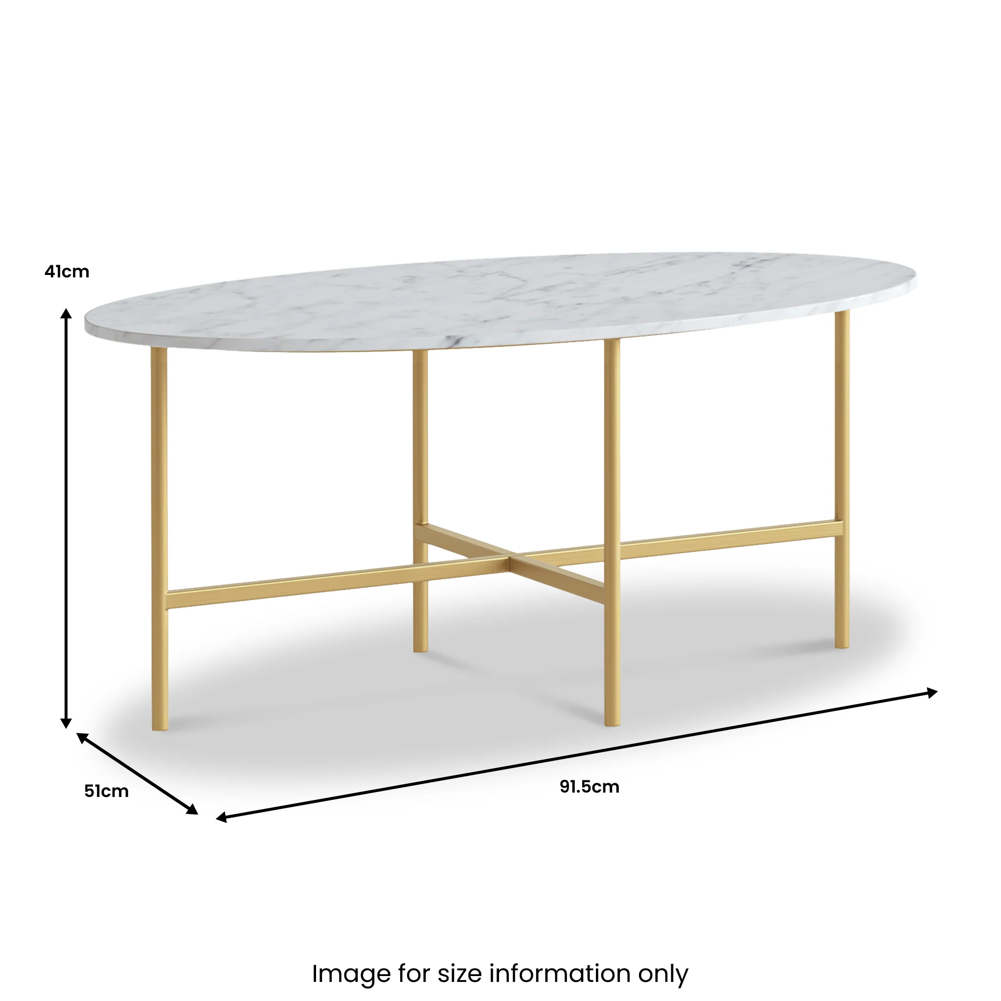Pimlico Marble Oval Coffee Table with Gold Frame - Image 7