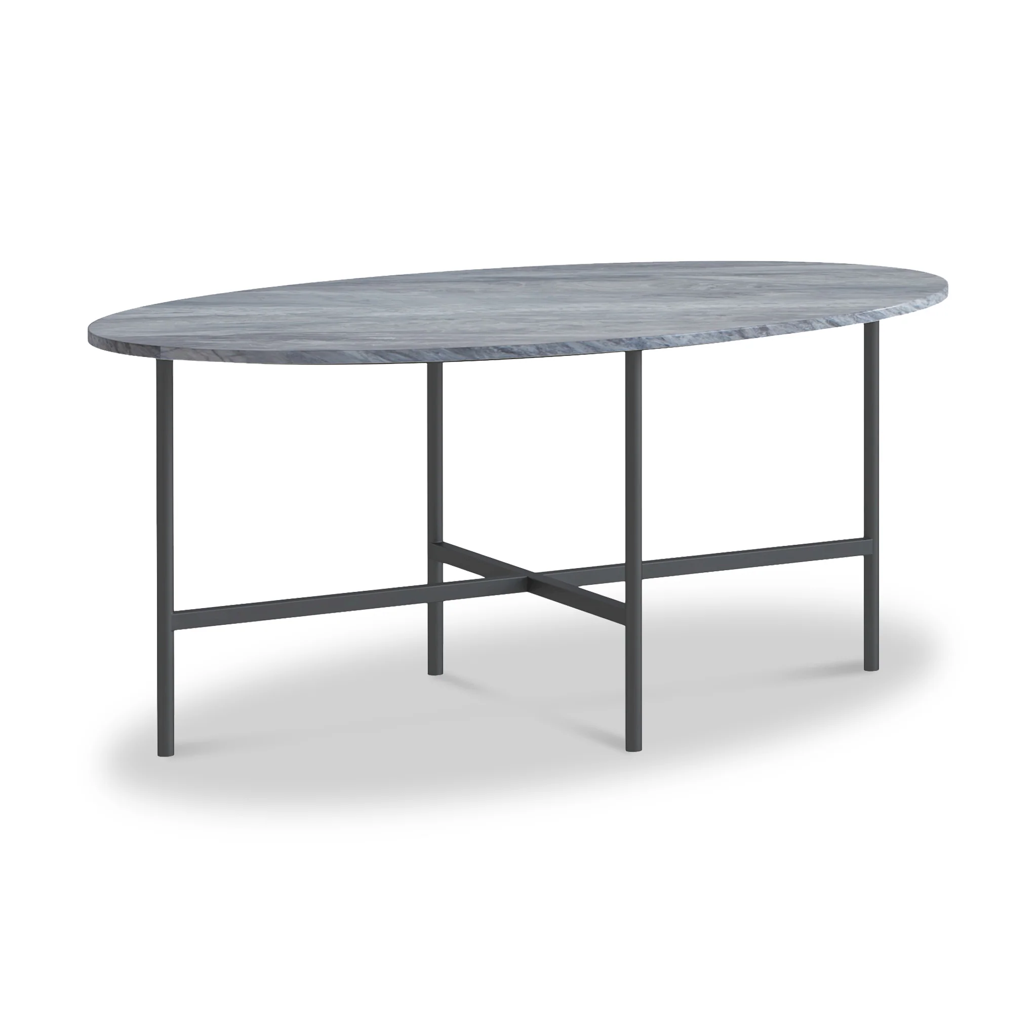 Pimlico Marble Oval Coffee Table with Grey Frame - Image 4