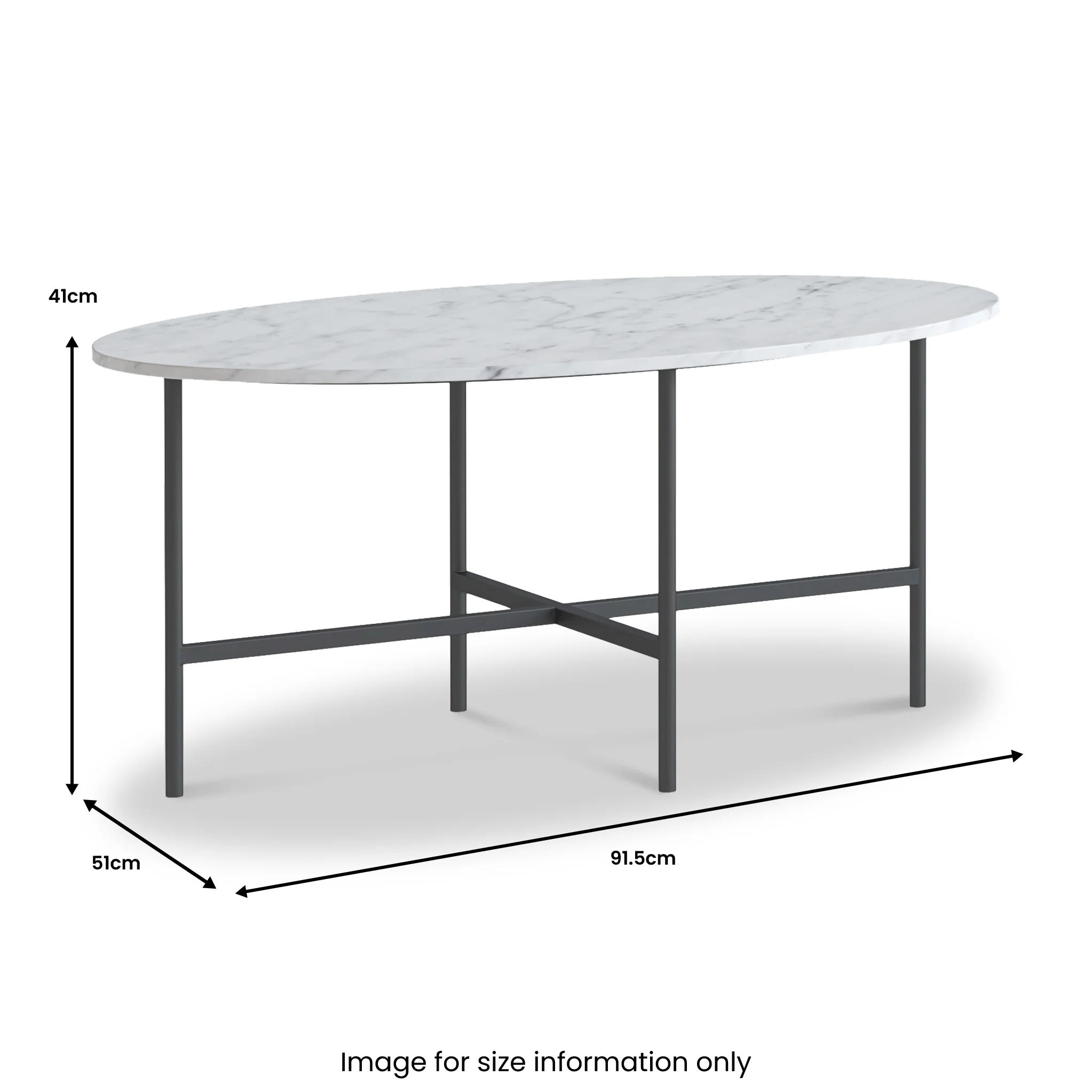 Pimlico Marble Oval Coffee Table with Grey Frame - Image 7