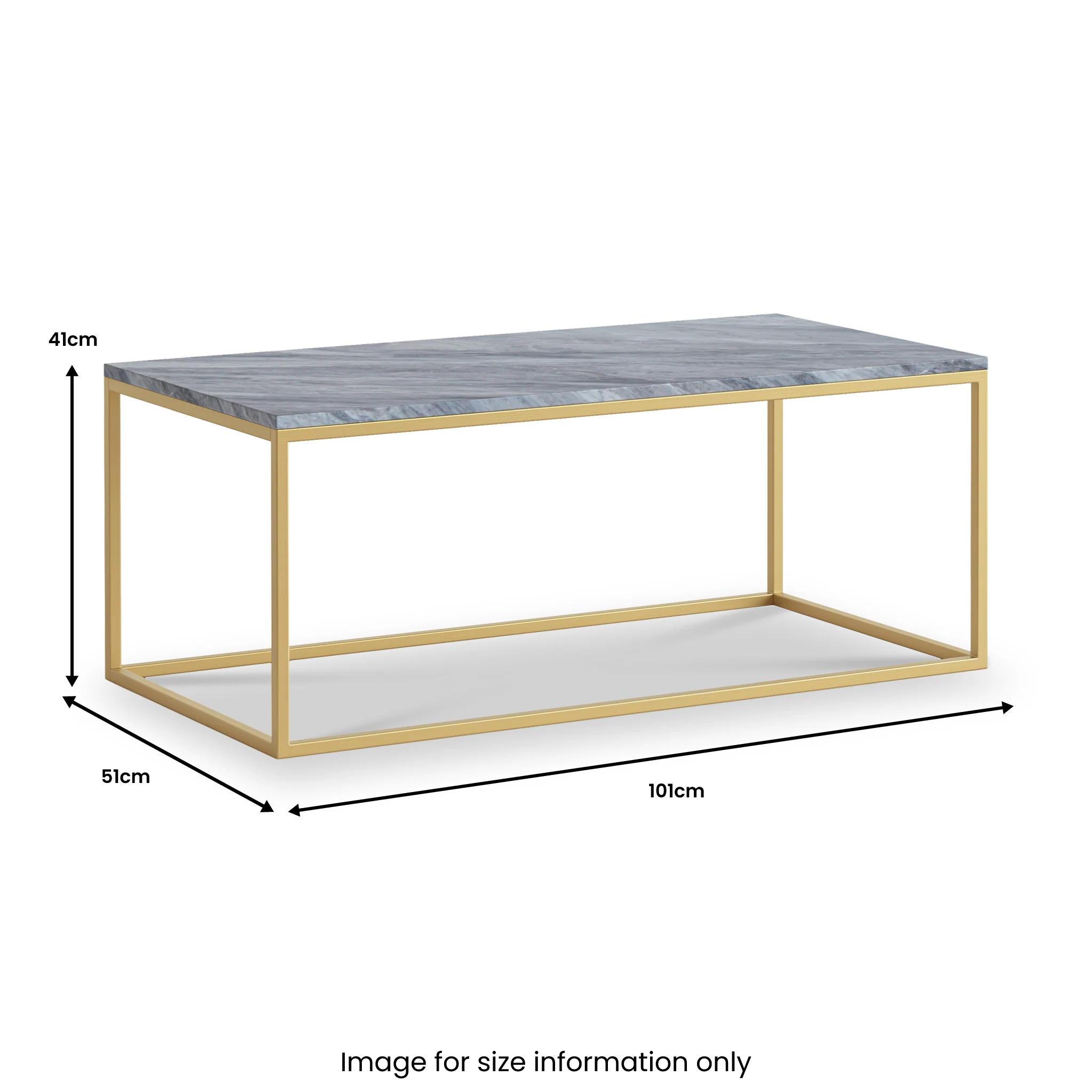 Pimlico Marble Rectangular Coffee Table with Gold Frame - Image 7