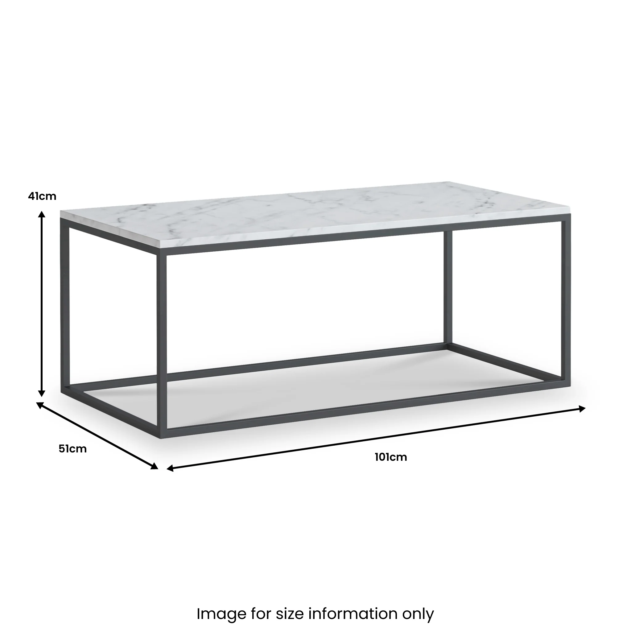 Pimlico Marble Rectangular Coffee Table with Grey Frame - Image 7