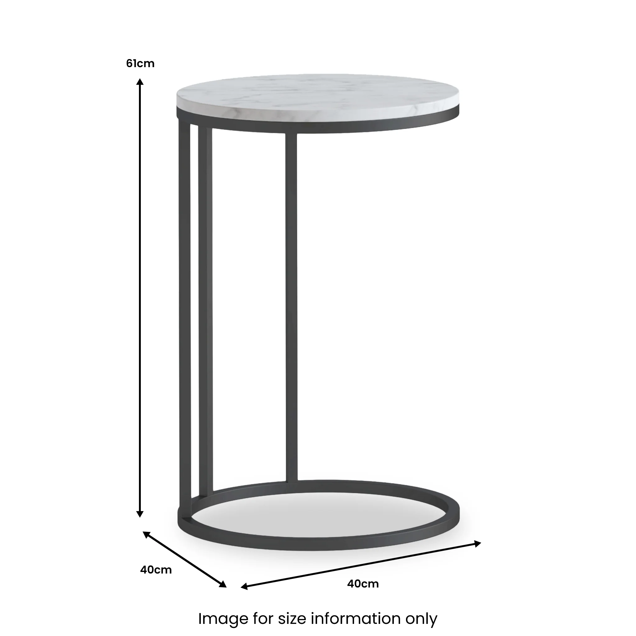Pimlico Marble Round C Side Table with Grey Frame - Image 7