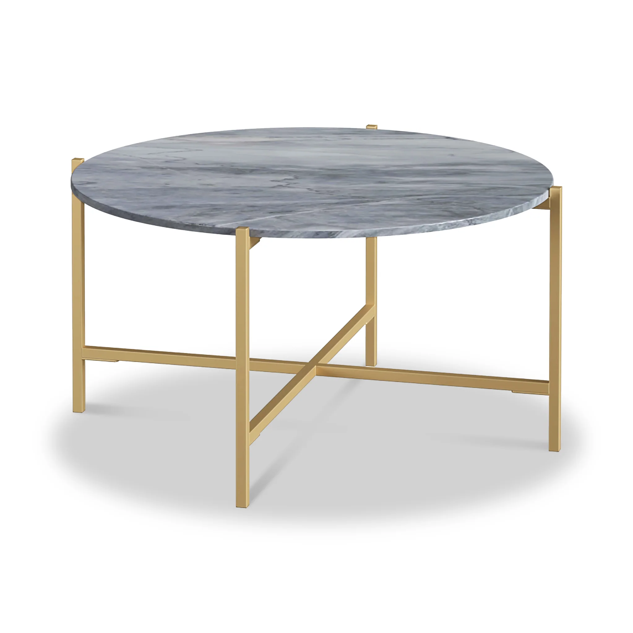 Pimlico Marble Round Coffee Table with Gold Frame - Image 4