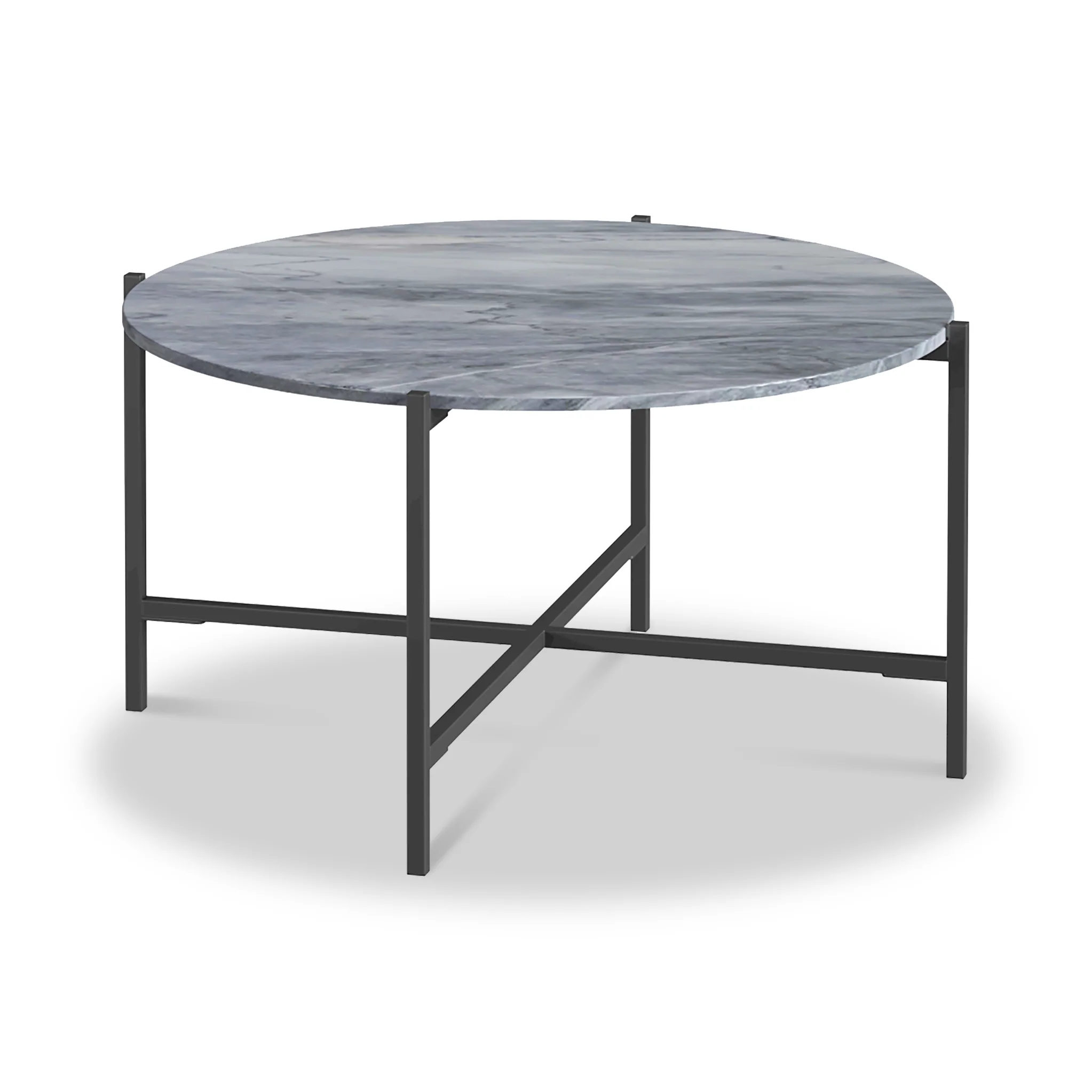 Pimlico Marble Round Coffee Table with Grey Frame - Image 4