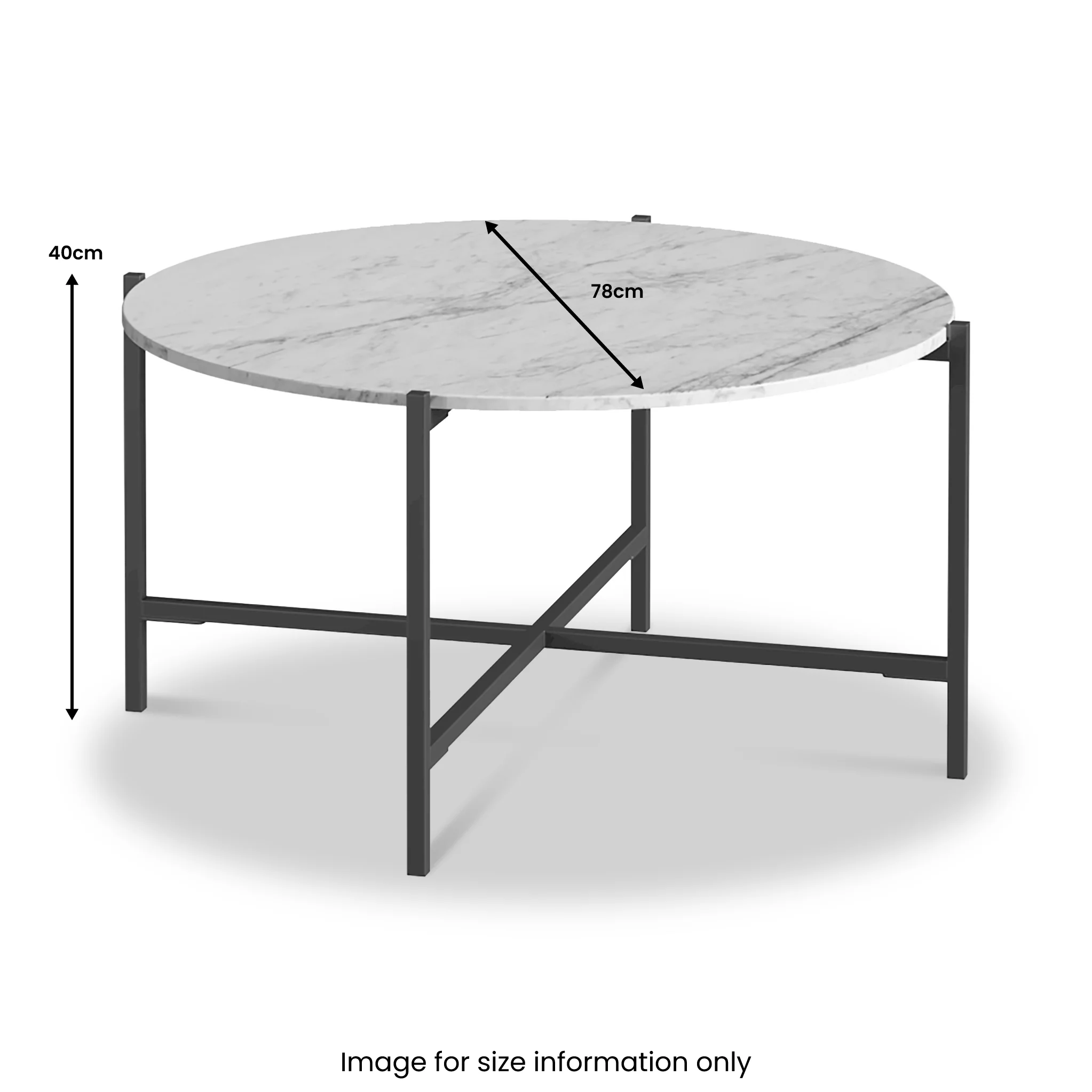 Pimlico Marble Round Coffee Table with Grey Frame - Image 7