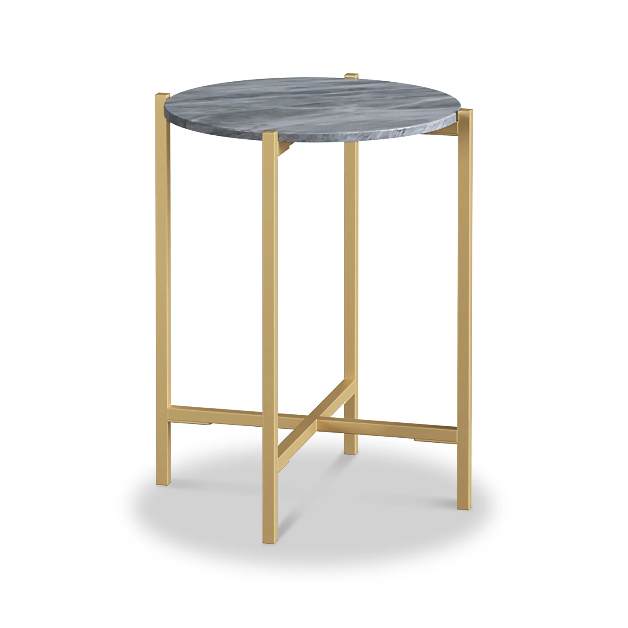 Pimlico Marble Round Side Table with Gold Frame - Image 4