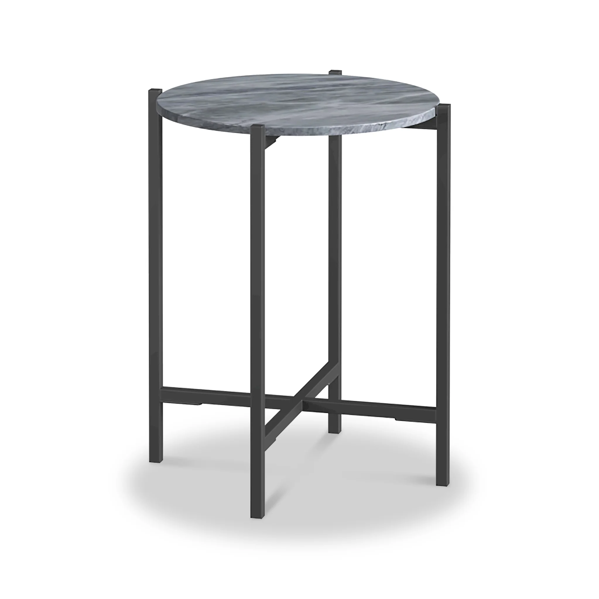 Pimlico Marble Round Side Table with Grey Frame - Image 4
