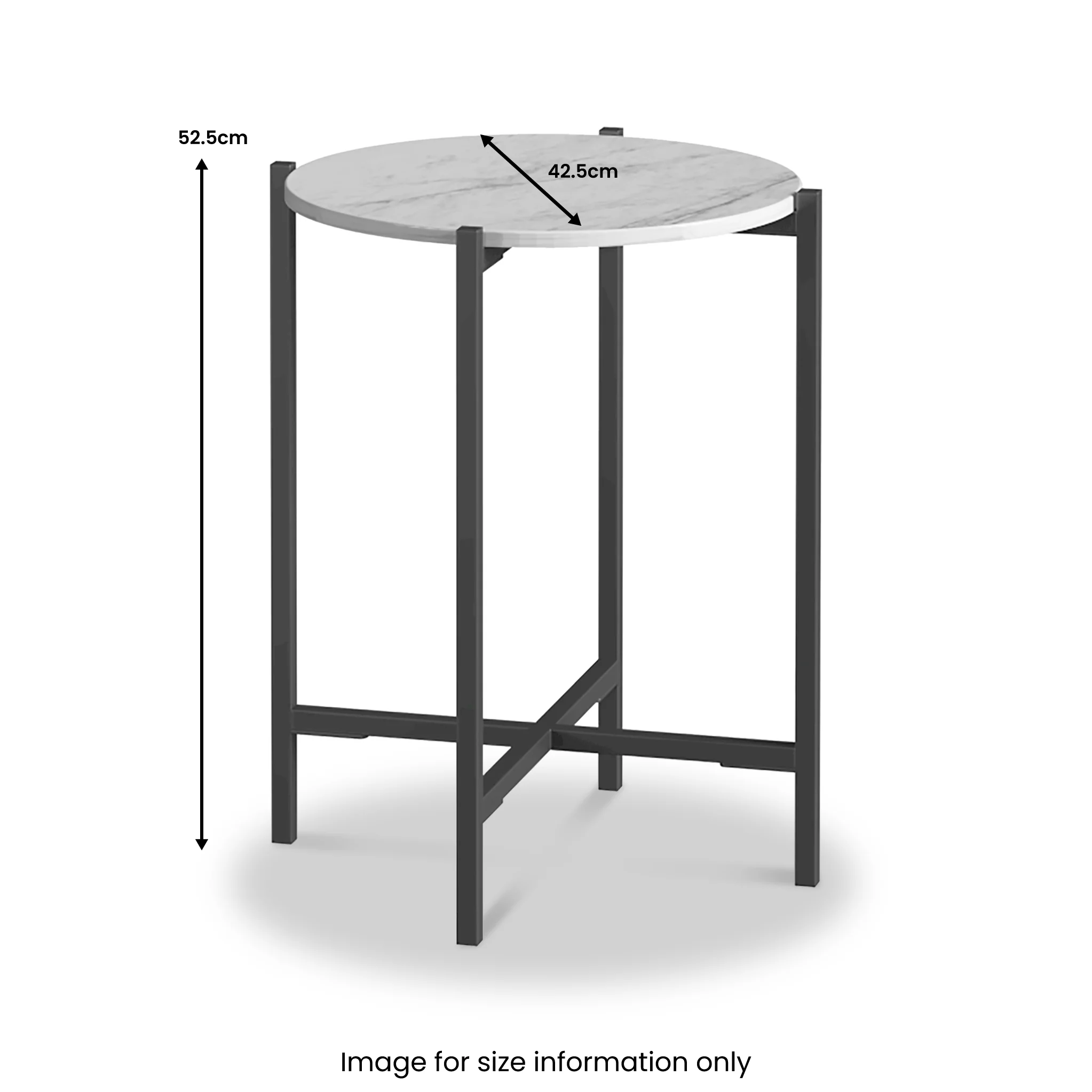Pimlico Marble Round Side Table with Grey Frame - Image 7