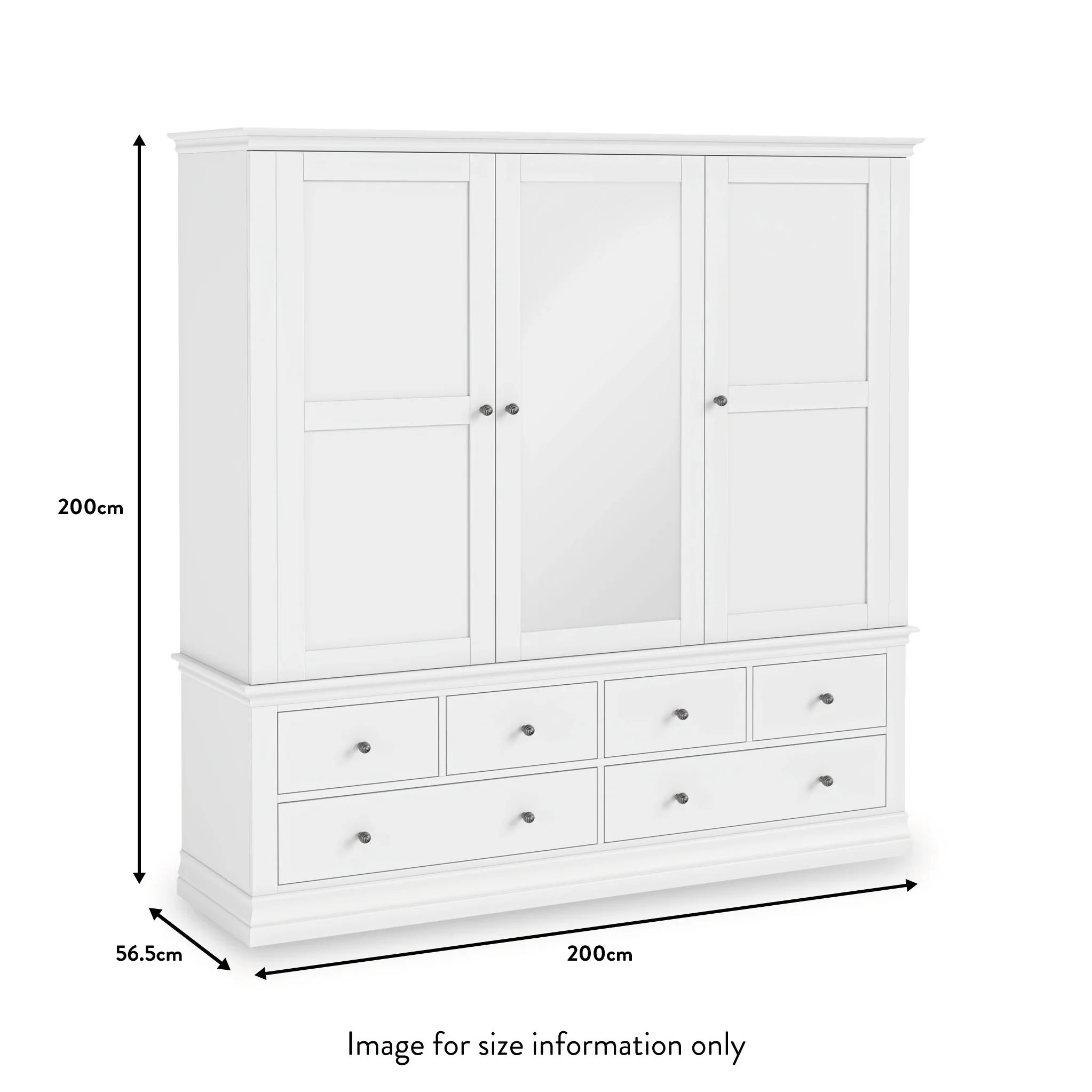 Porter Triple Wardrobe with 6 Drawers - Image 3