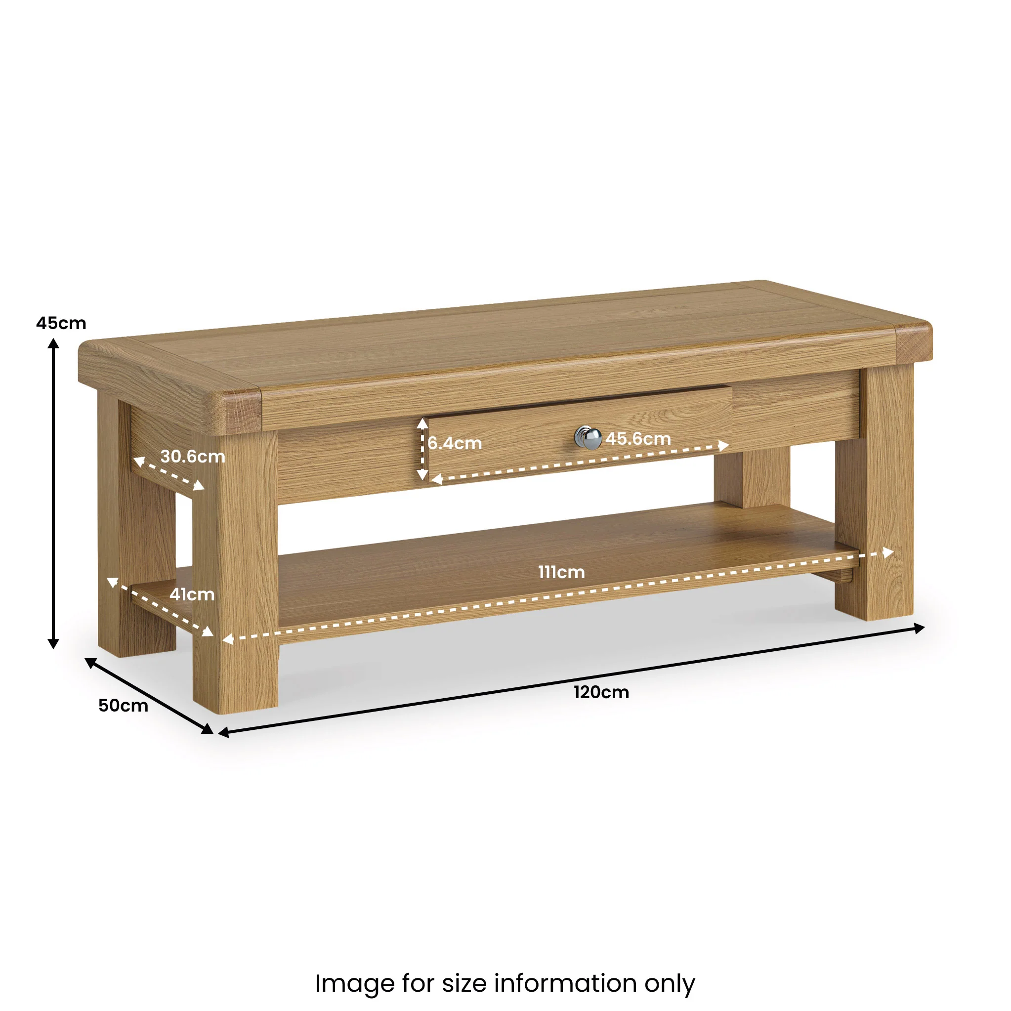 Portland Oak 1 Drawer Coffee Table - Image 4