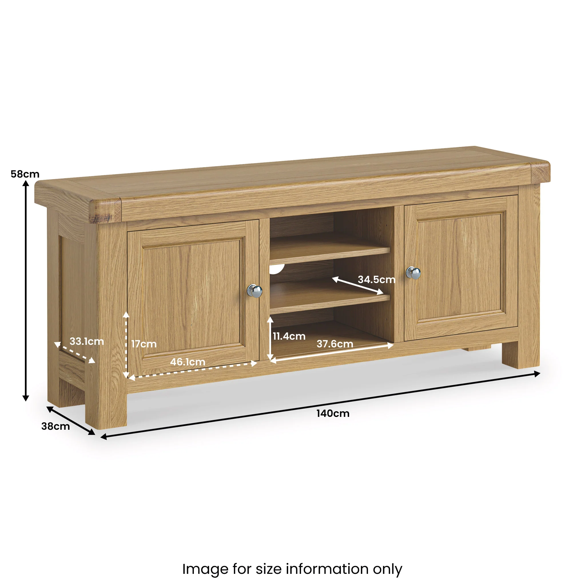 Portland Oak 140cm Wide TV Unit - Image 4