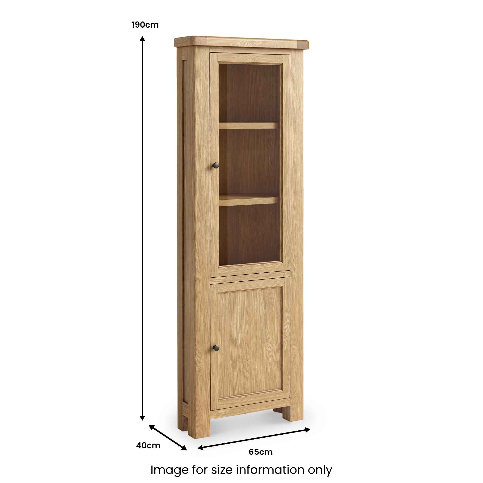Portland Oak 2 Door Corner Display Unit - Image 9