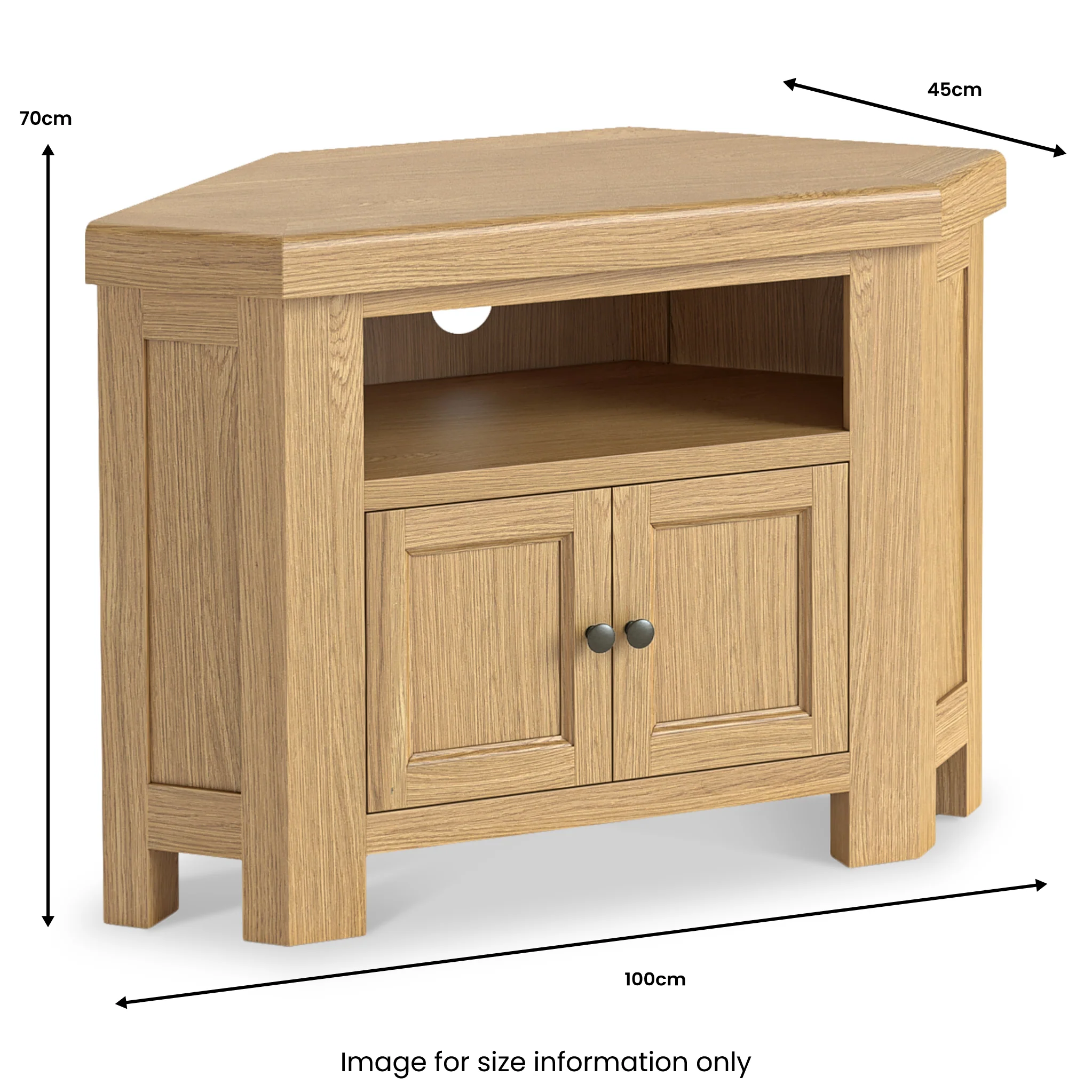 Portland Oak 2 Door Corner TV Unit - Image 11