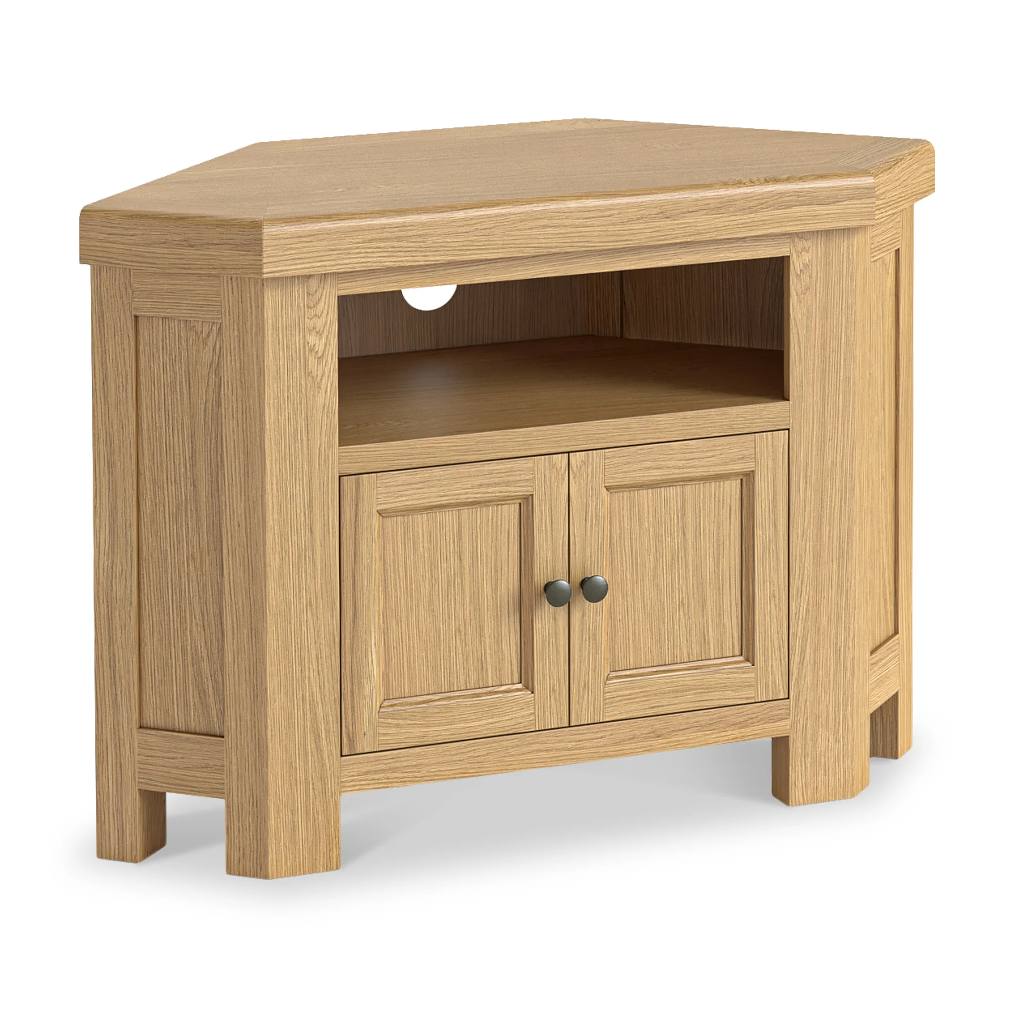 Portland Oak 2 Door Corner TV Unit - Image 3