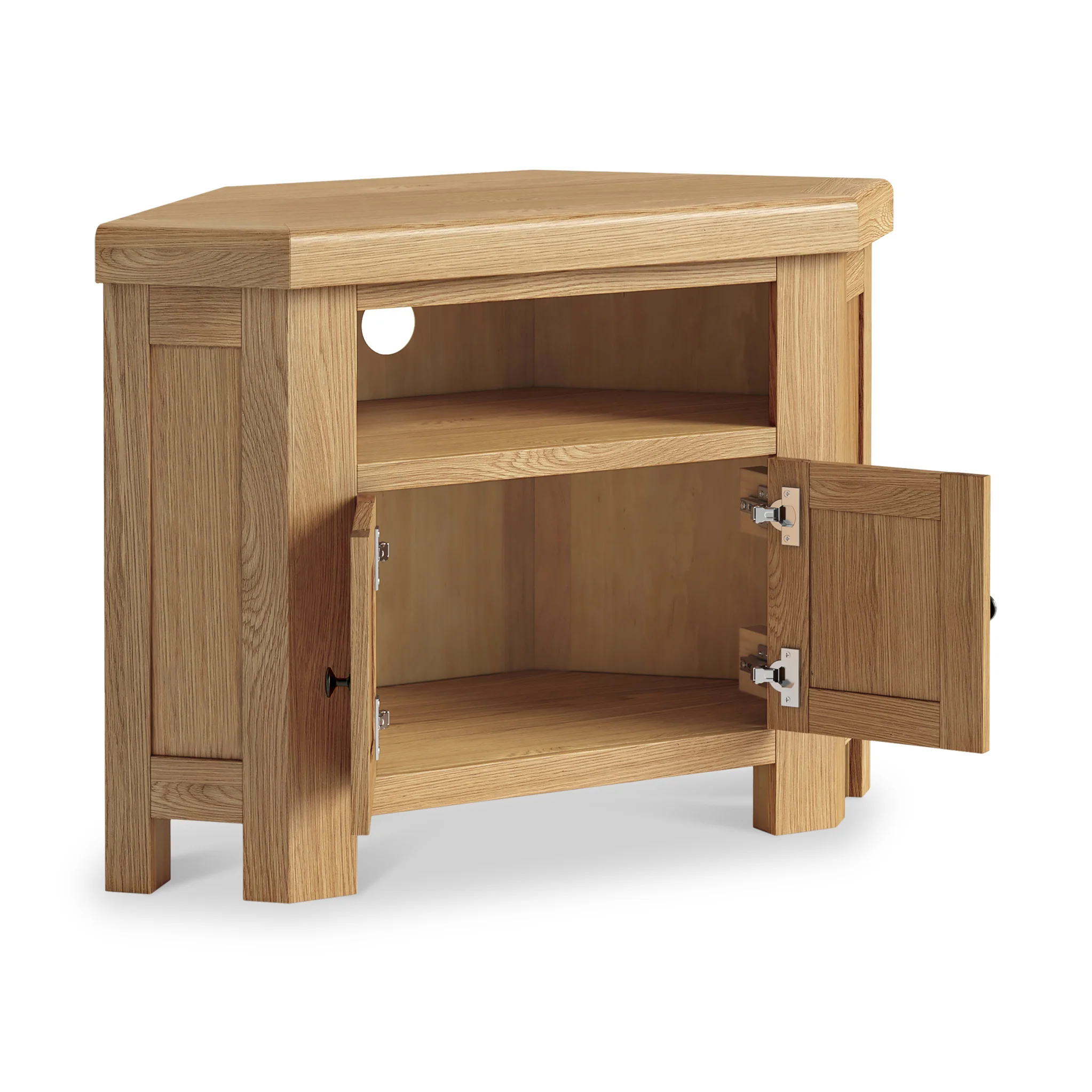 Portland Oak 2 Door Corner TV Unit - Image 4