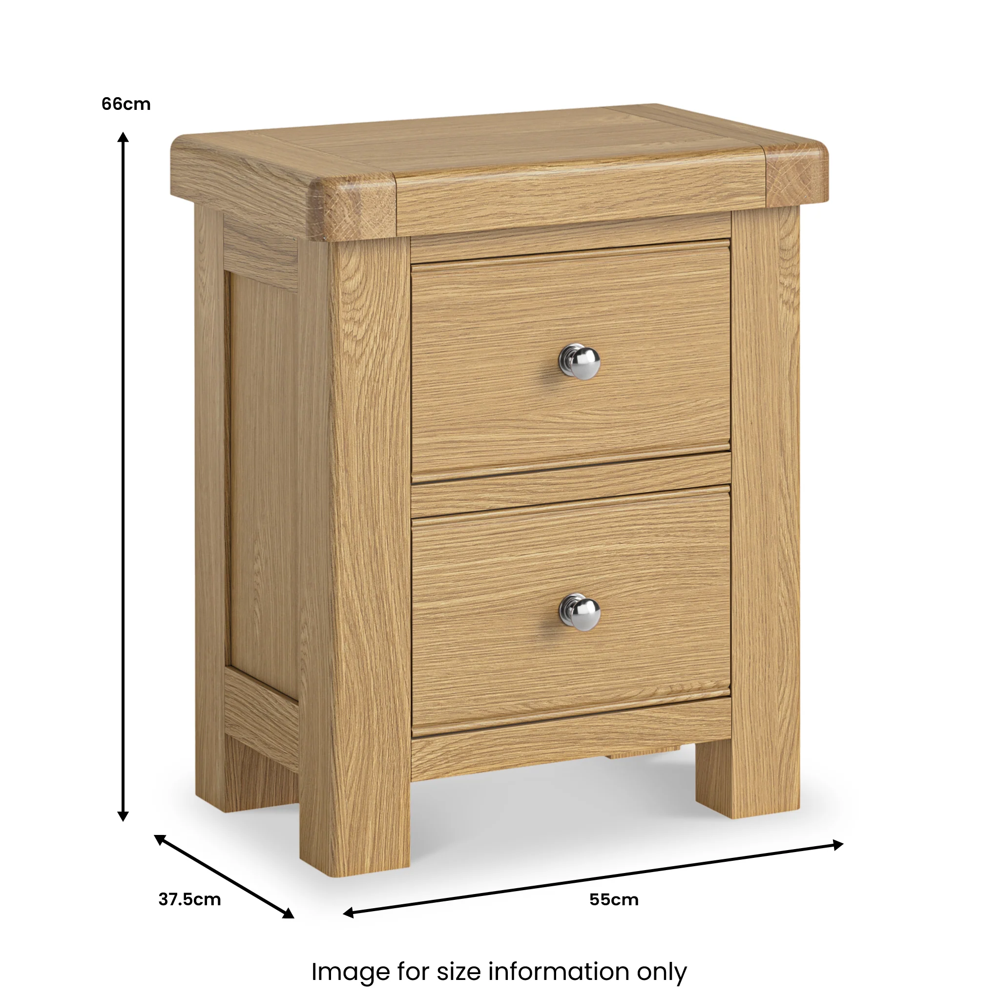 Portland Oak 2 Drawer Bedside Table - Image 15