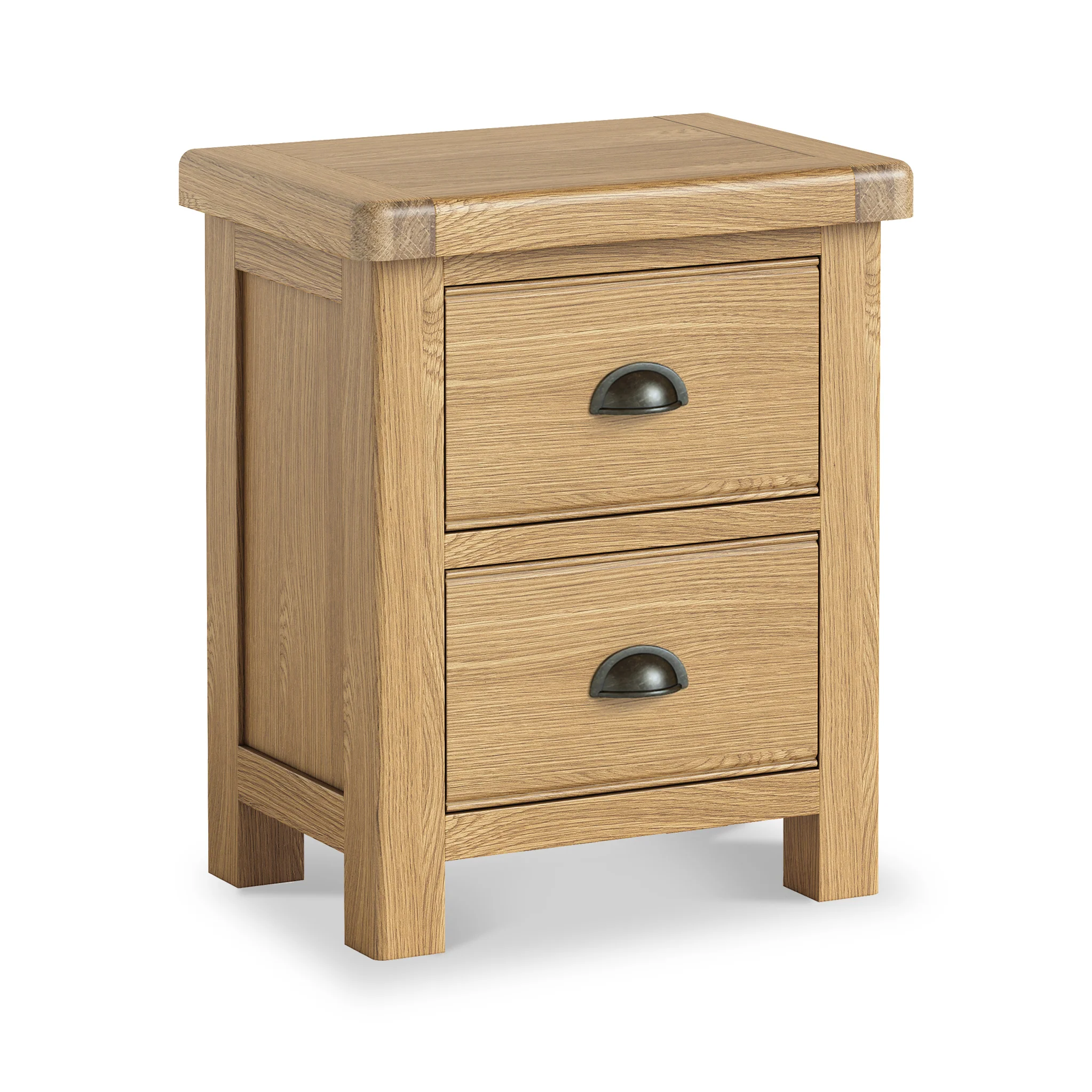 Portland Oak 2 Drawer Bedside Table - Image 3