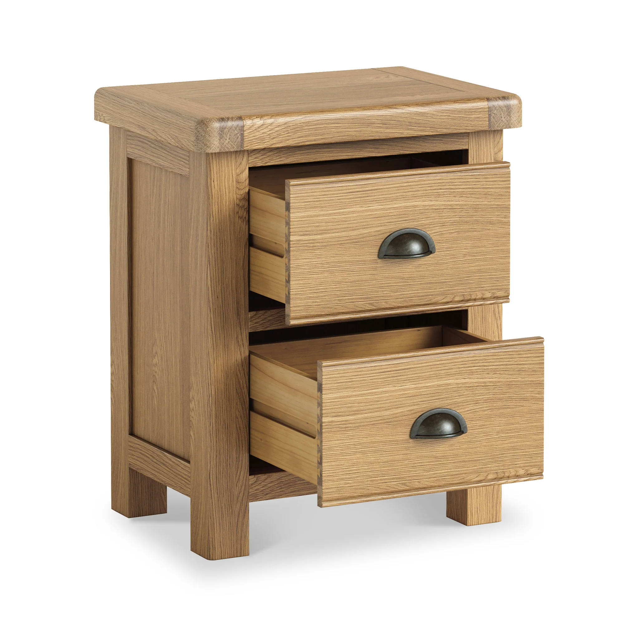 Portland Oak 2 Drawer Bedside Table - Image 4
