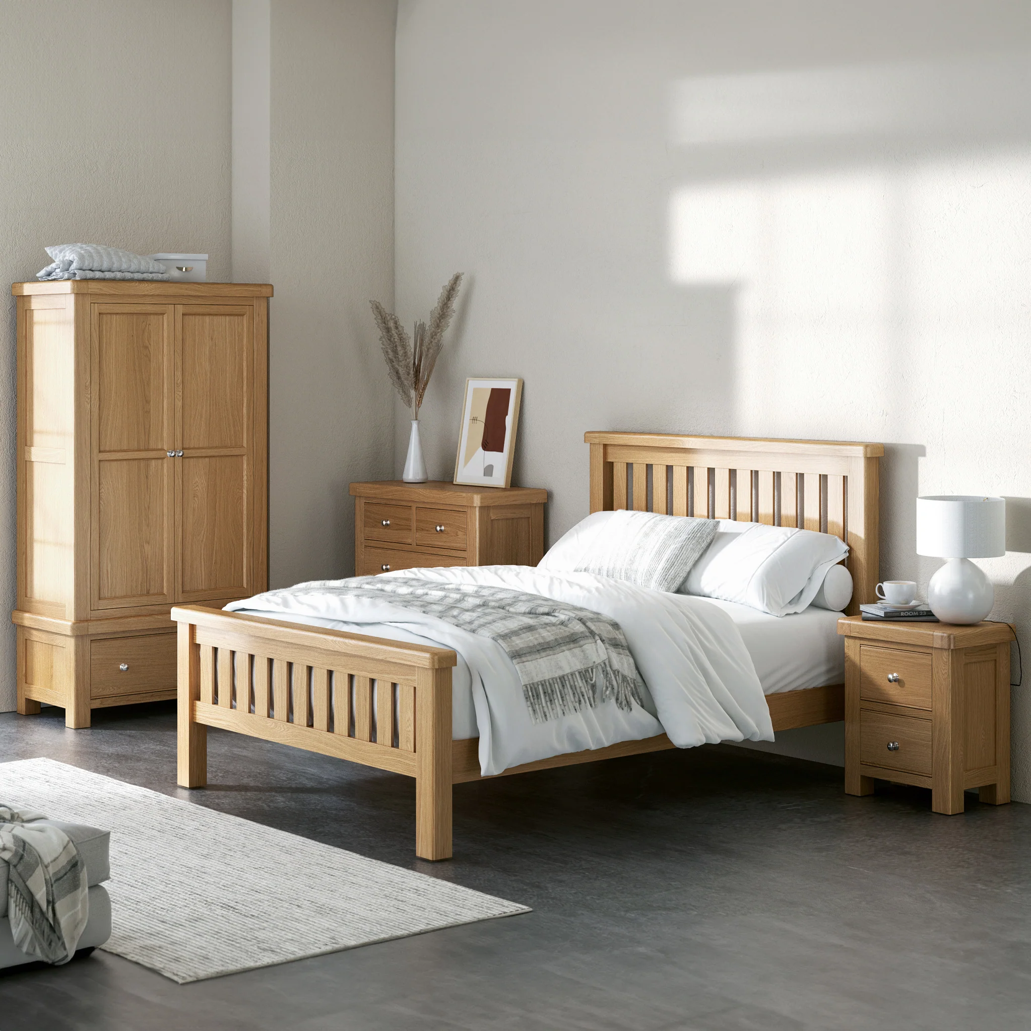 Portland Oak 2 Drawer Bedside Table - Image 5