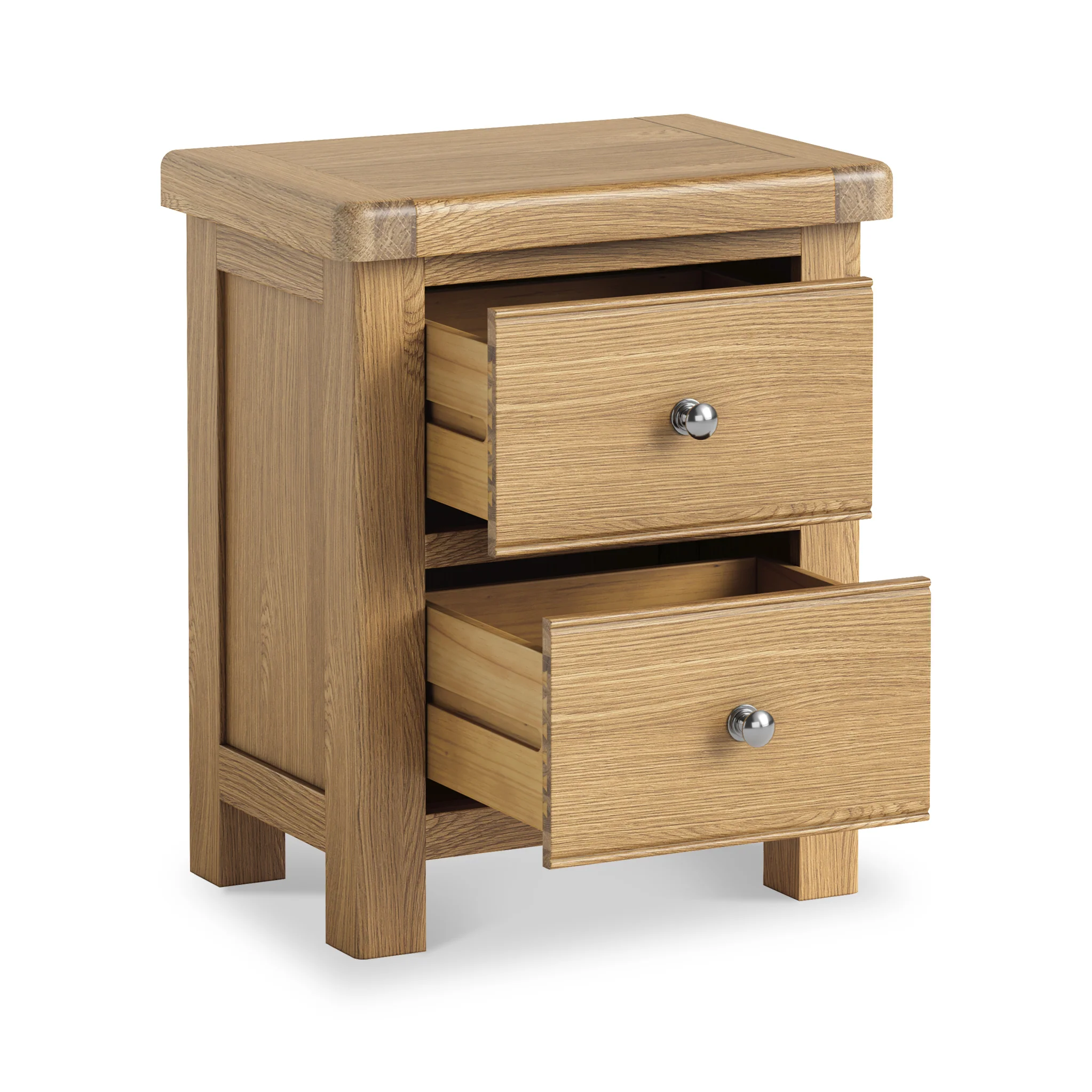 Portland Oak 2 Drawer Bedside Table - Image 6