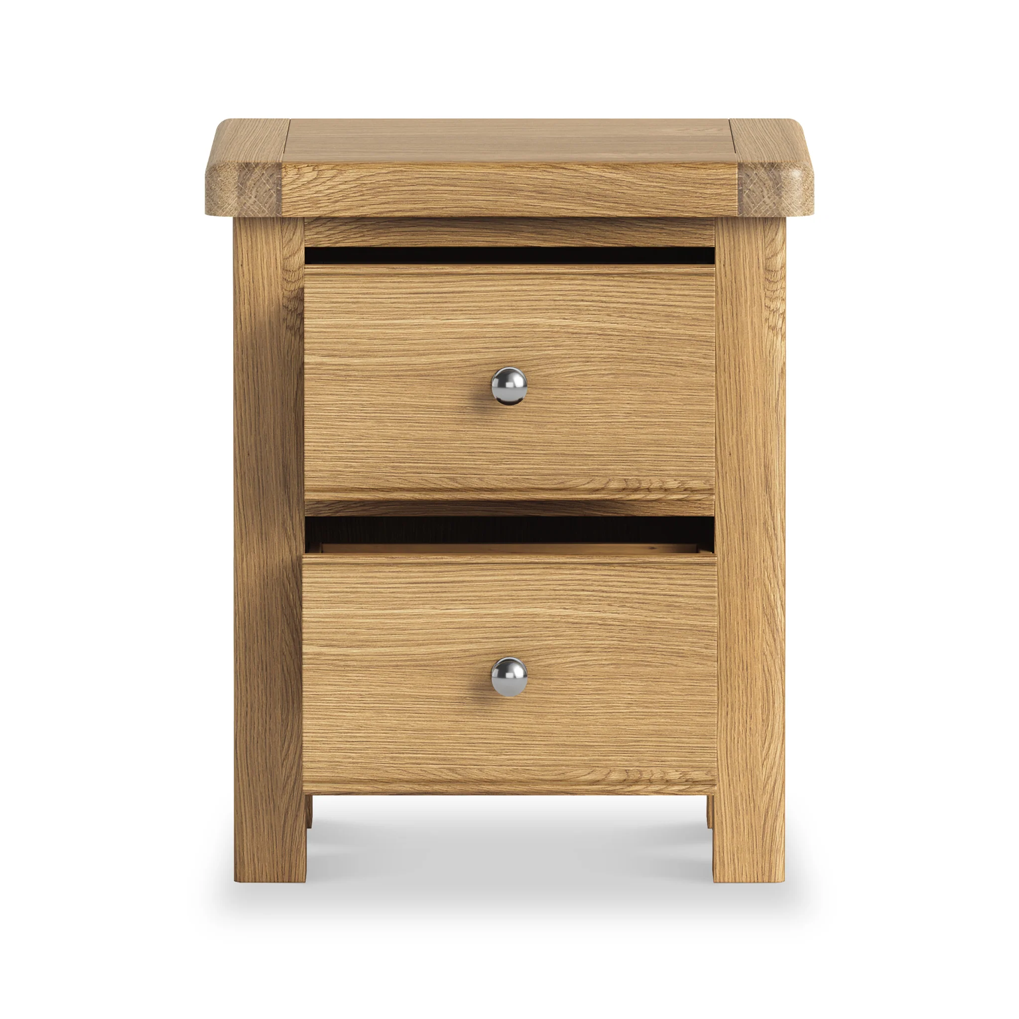 Portland Oak 2 Drawer Bedside Table - Image 8