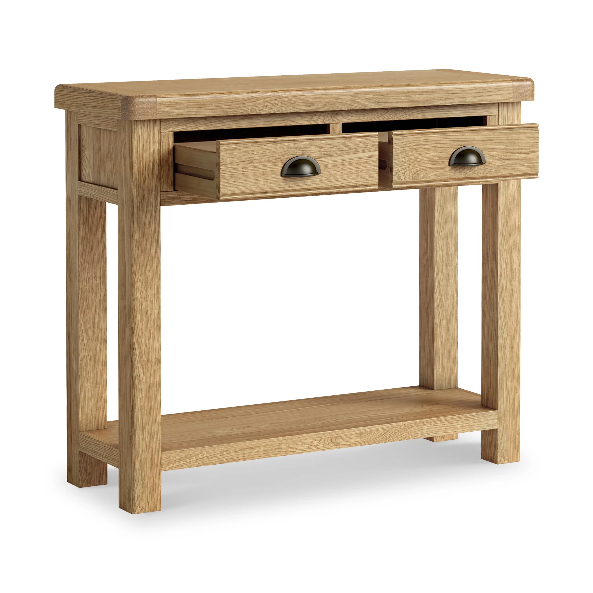 Portland Oak 2 Drawer Console Table - Image 6