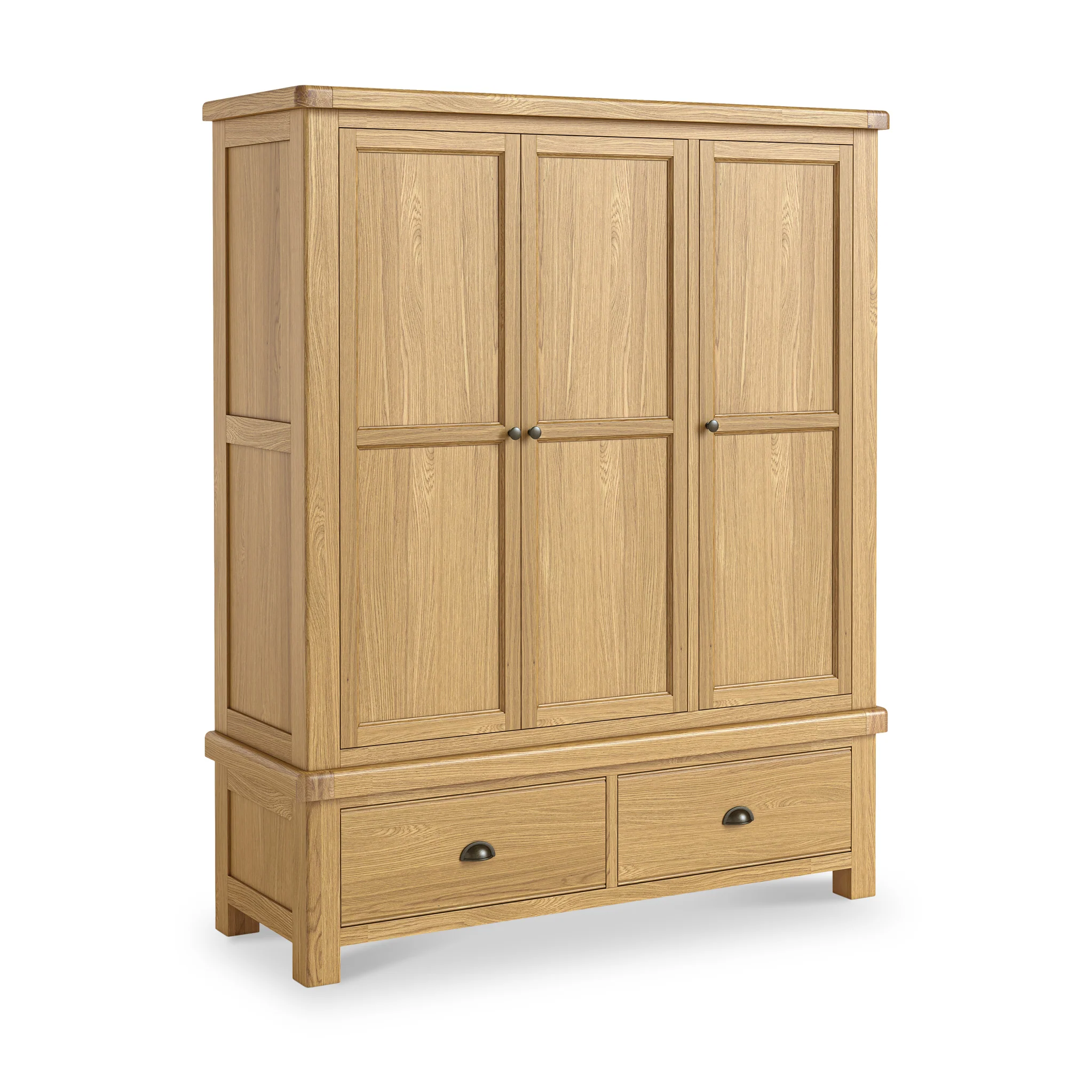 Portland Oak 2 Drawer Triple Wardrobe - Image 4