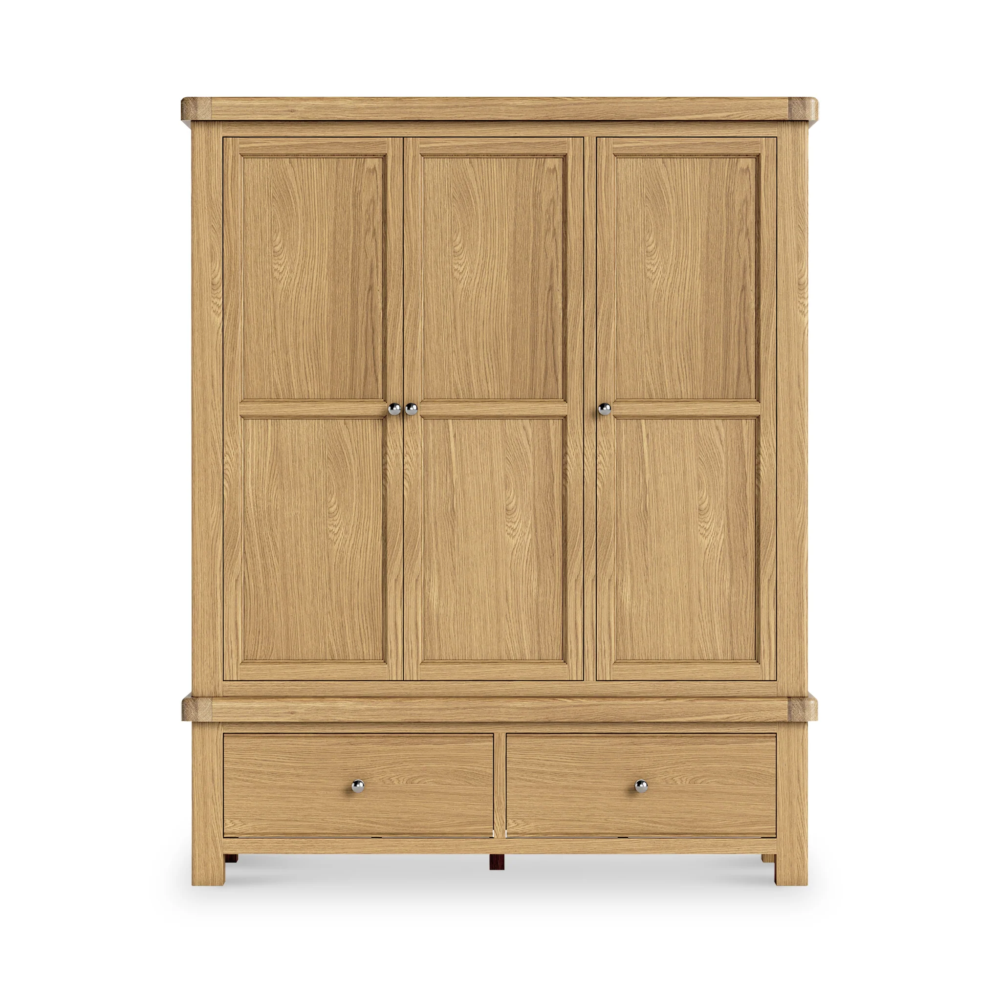 Portland Oak 2 Drawer Triple Wardrobe - Image 6