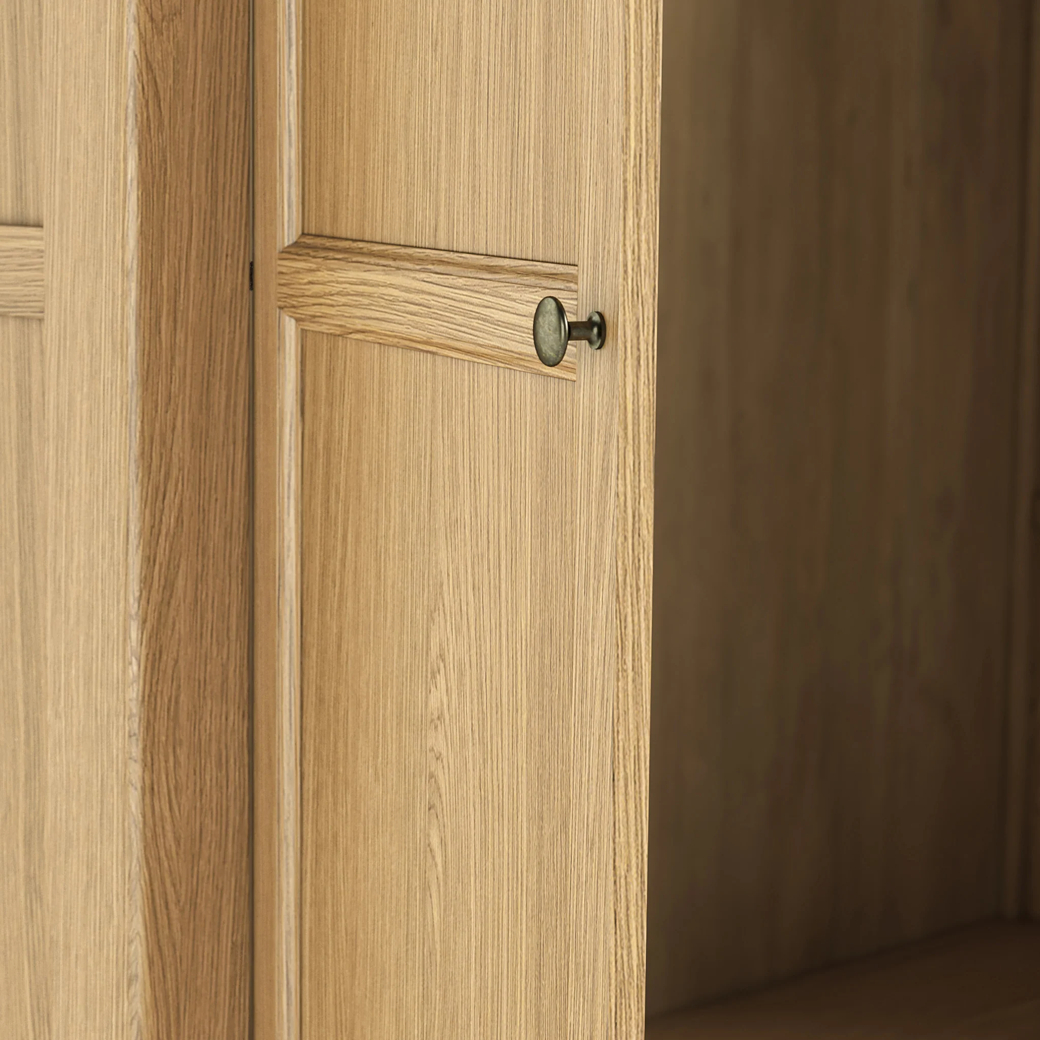 Portland Oak 2 Drawer Triple Wardrobe - Image 9