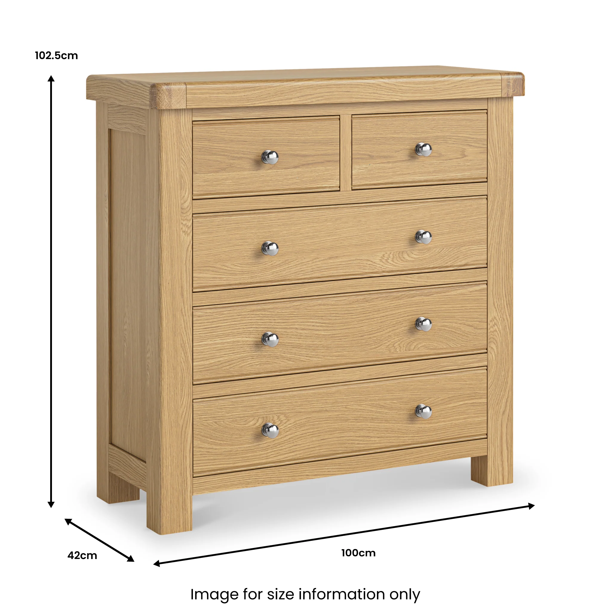 Portland Oak 2 Over 3 Drawer Chest - Image 11