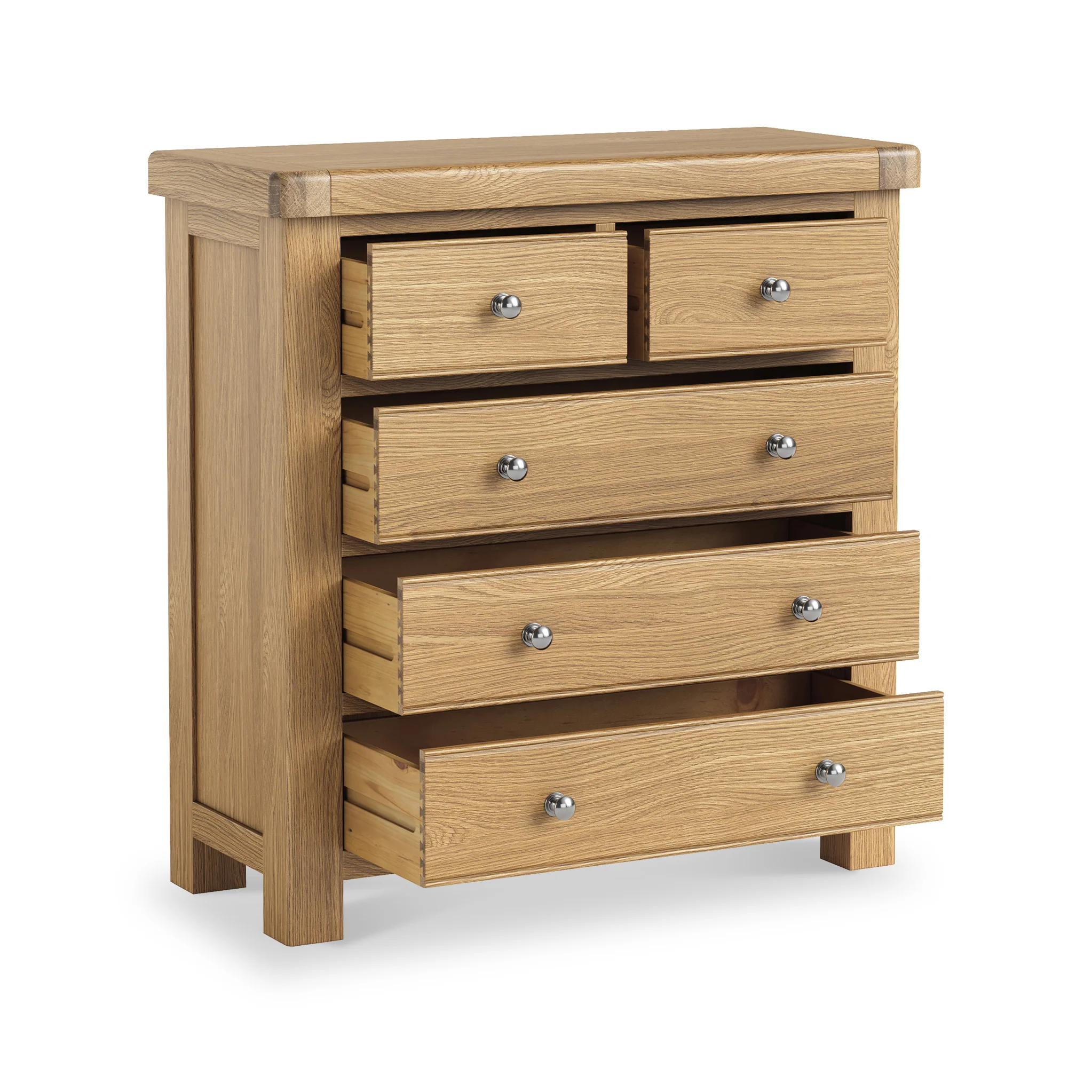 Portland Oak 2 Over 3 Drawer Chest - Image 4