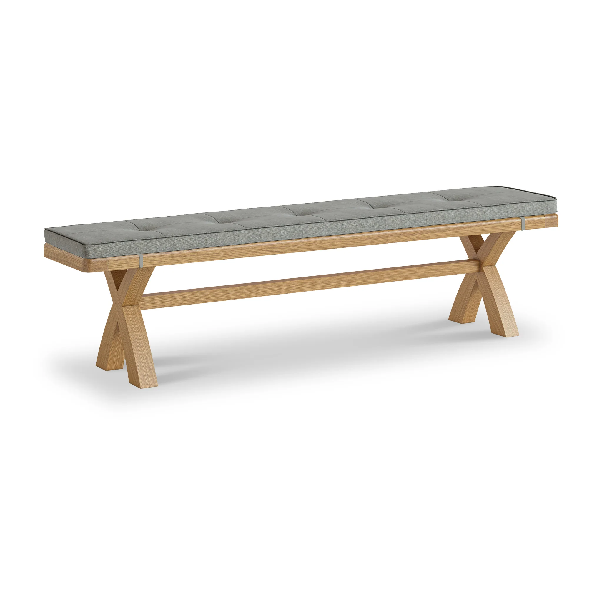 Portland Oak 200cm Cross Legged Dining Bench - Image 11