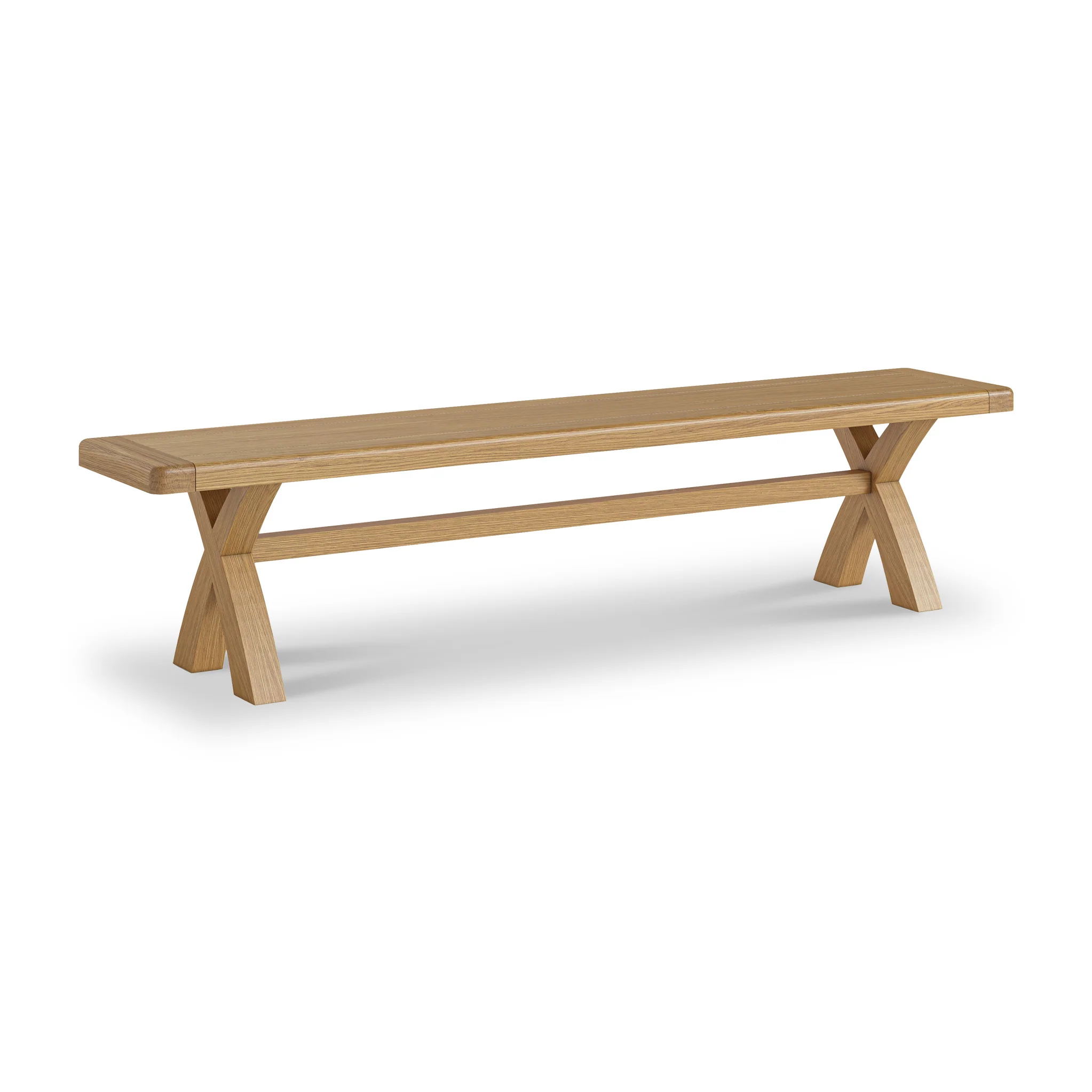 Portland Oak 200cm Cross Legged Dining Bench - Image 14