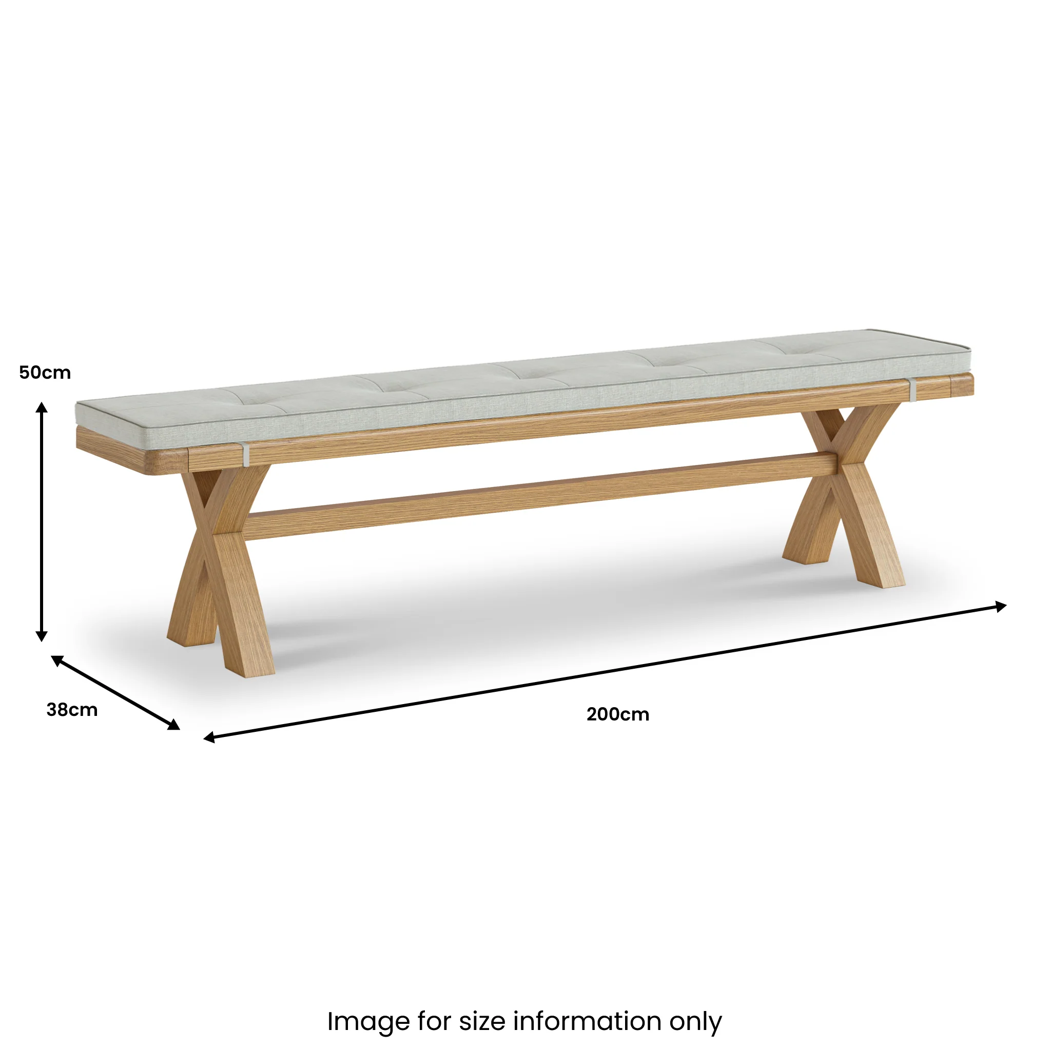 Portland Oak 200cm Cross Legged Dining Bench - Image 15