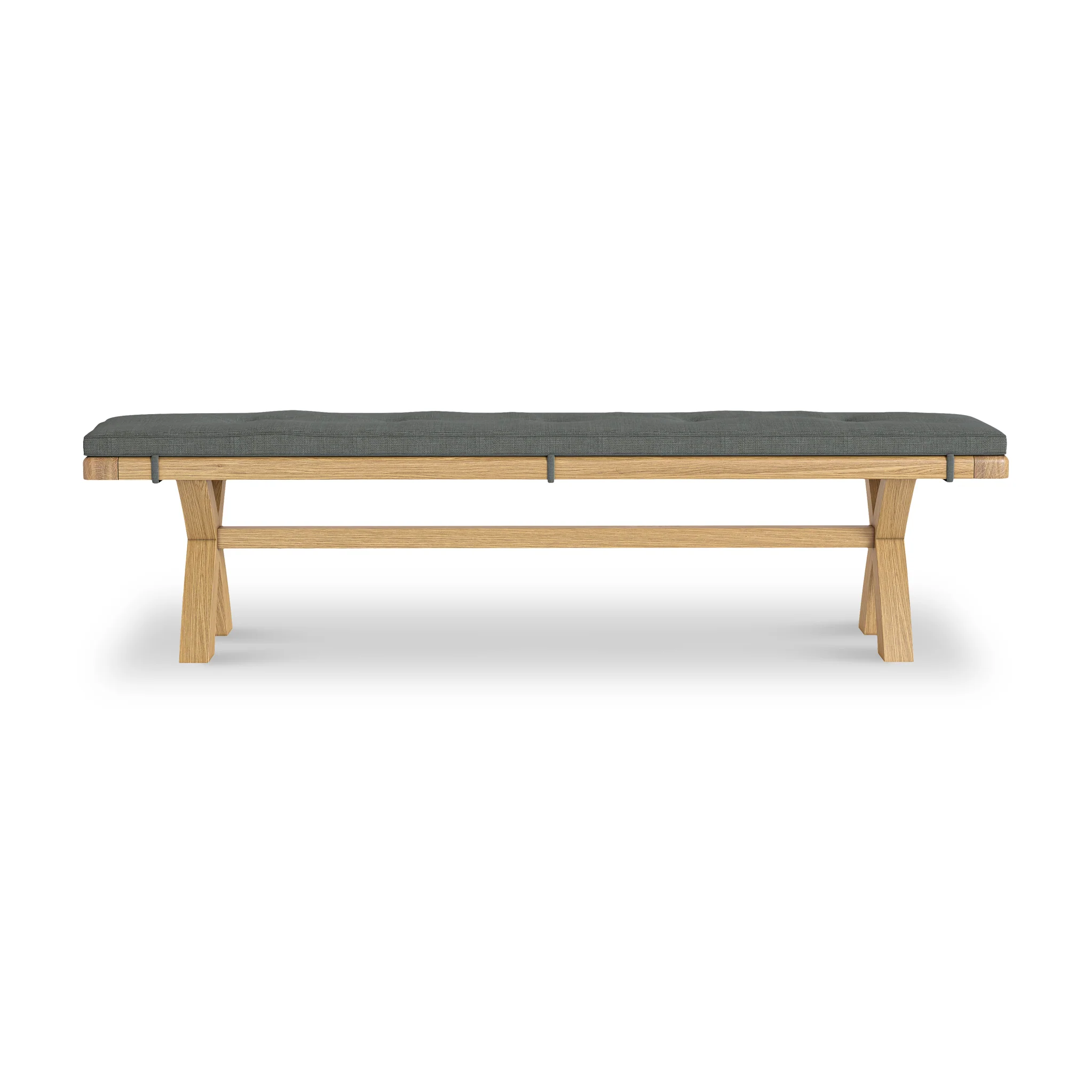 Portland Oak 200cm Cross Legged Dining Bench - Image 3