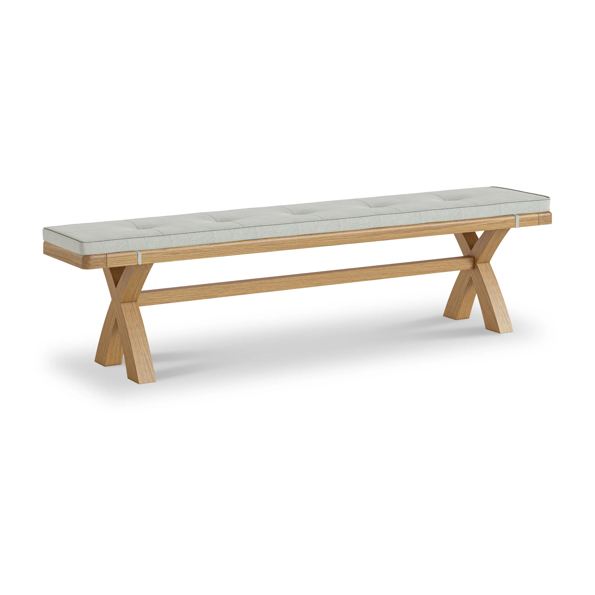 Portland Oak 200cm Cross Legged Dining Bench - Image 5