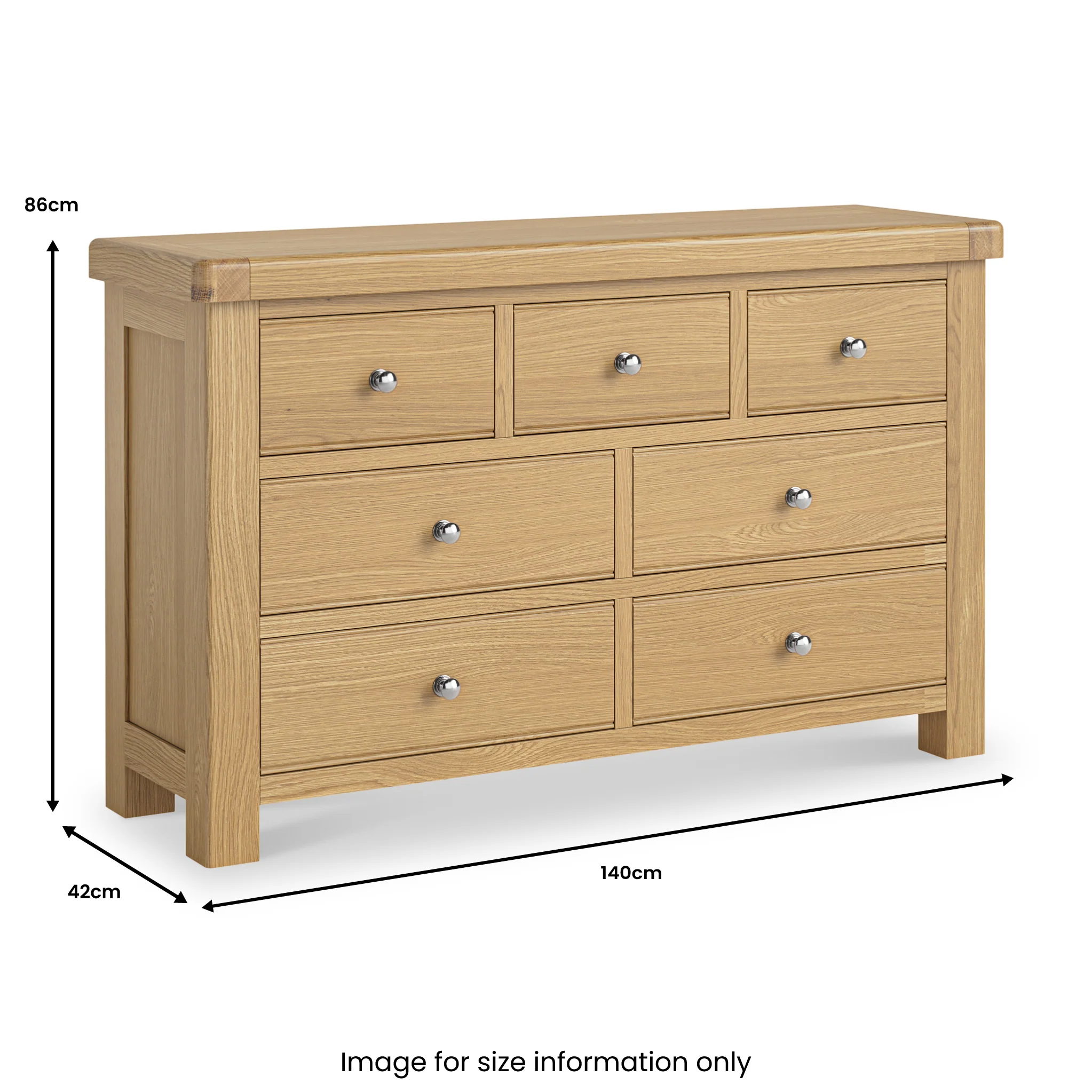 Portland Oak 3 Over 4 Drawer Chest - Image 16