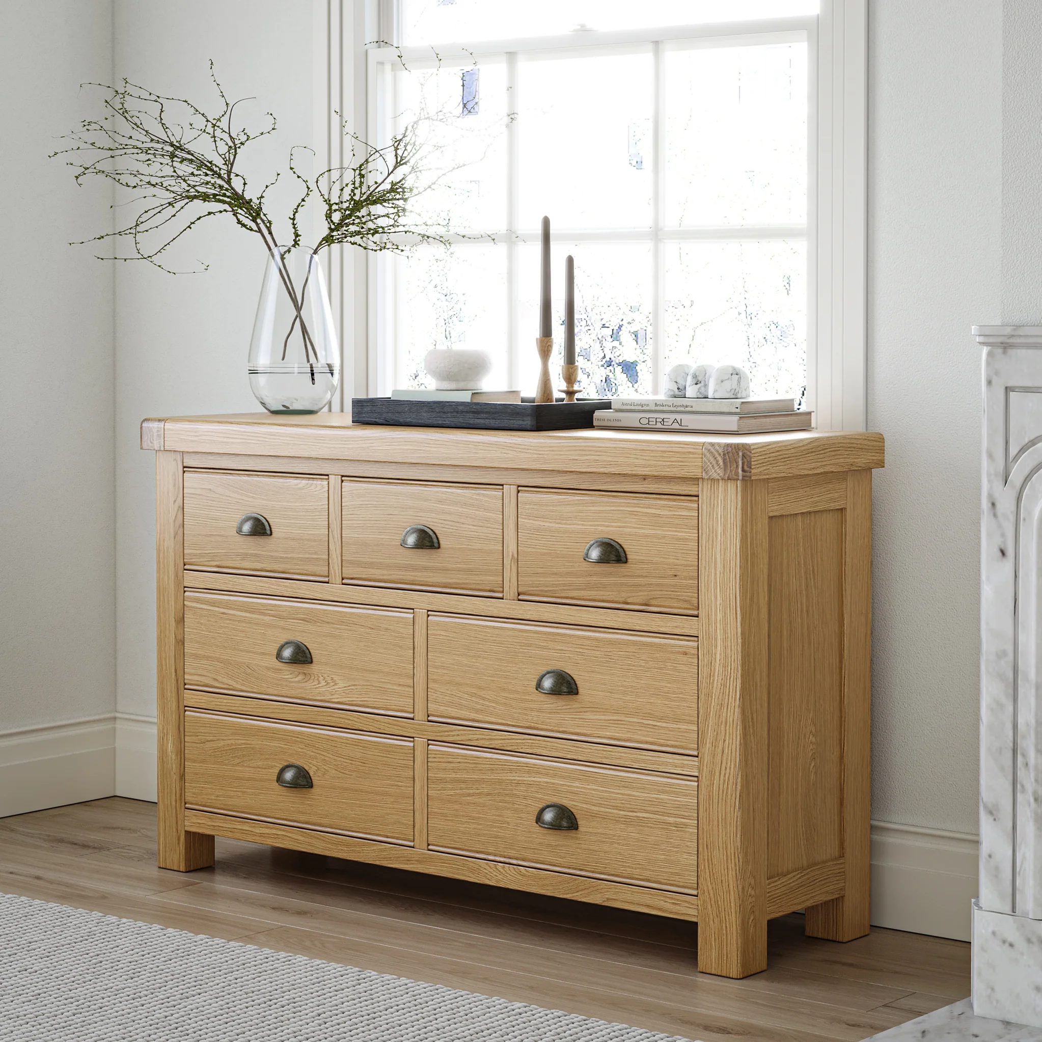 Portland Oak 3 Over 4 Drawer Chest - Image 4