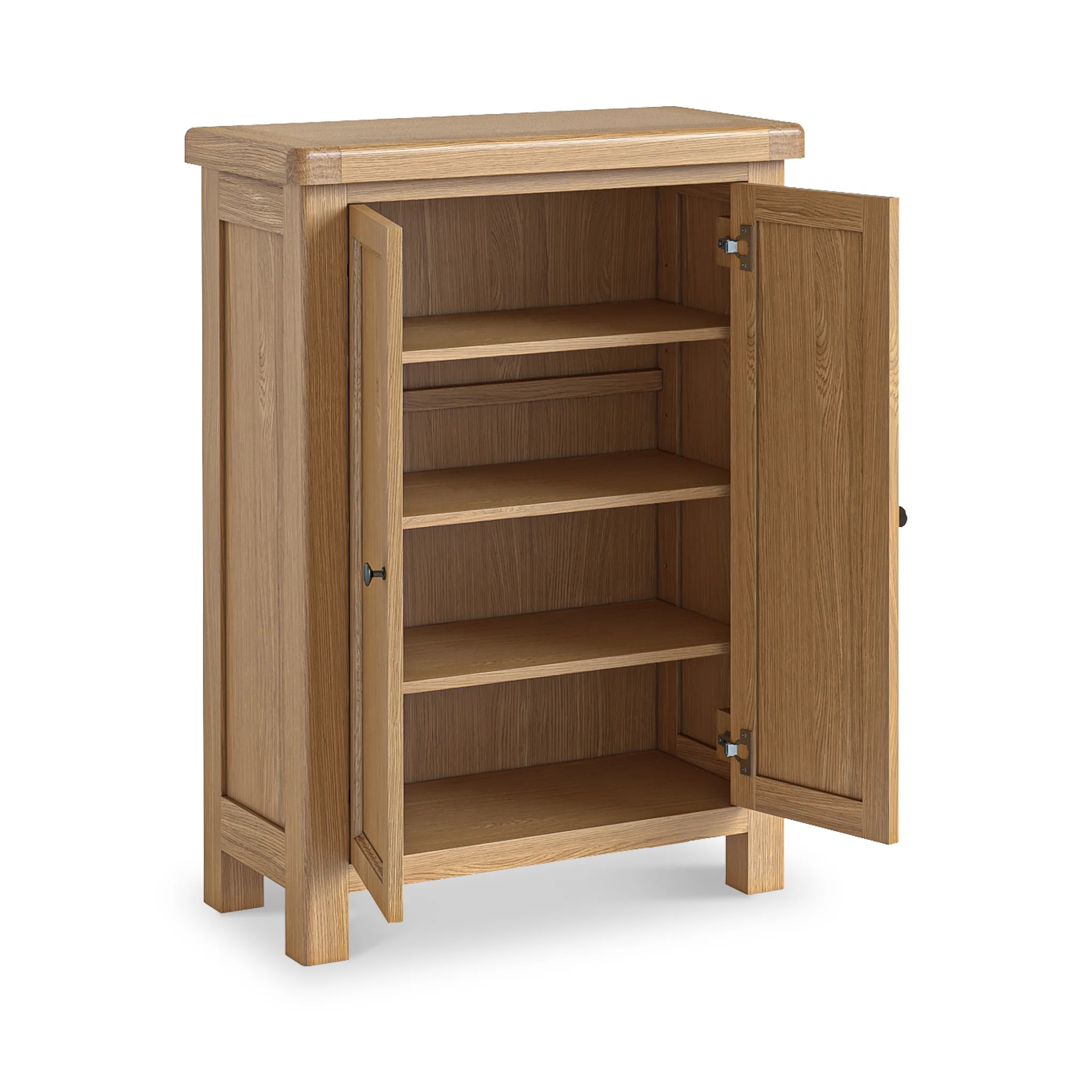 Portland Oak 4 Shelf Shoe Storage Cupboard - Image 4