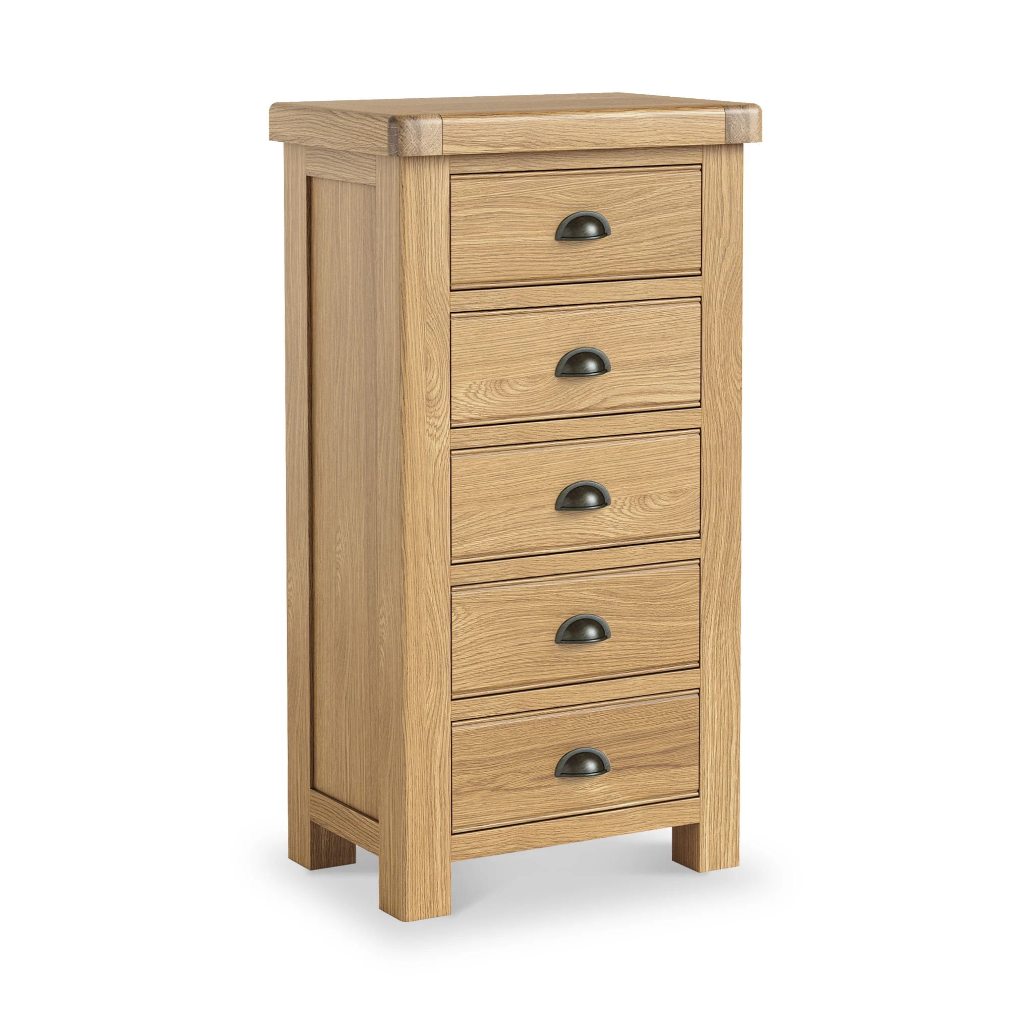 Portland Oak 5 Drawer Tallboy Chest - Image 3