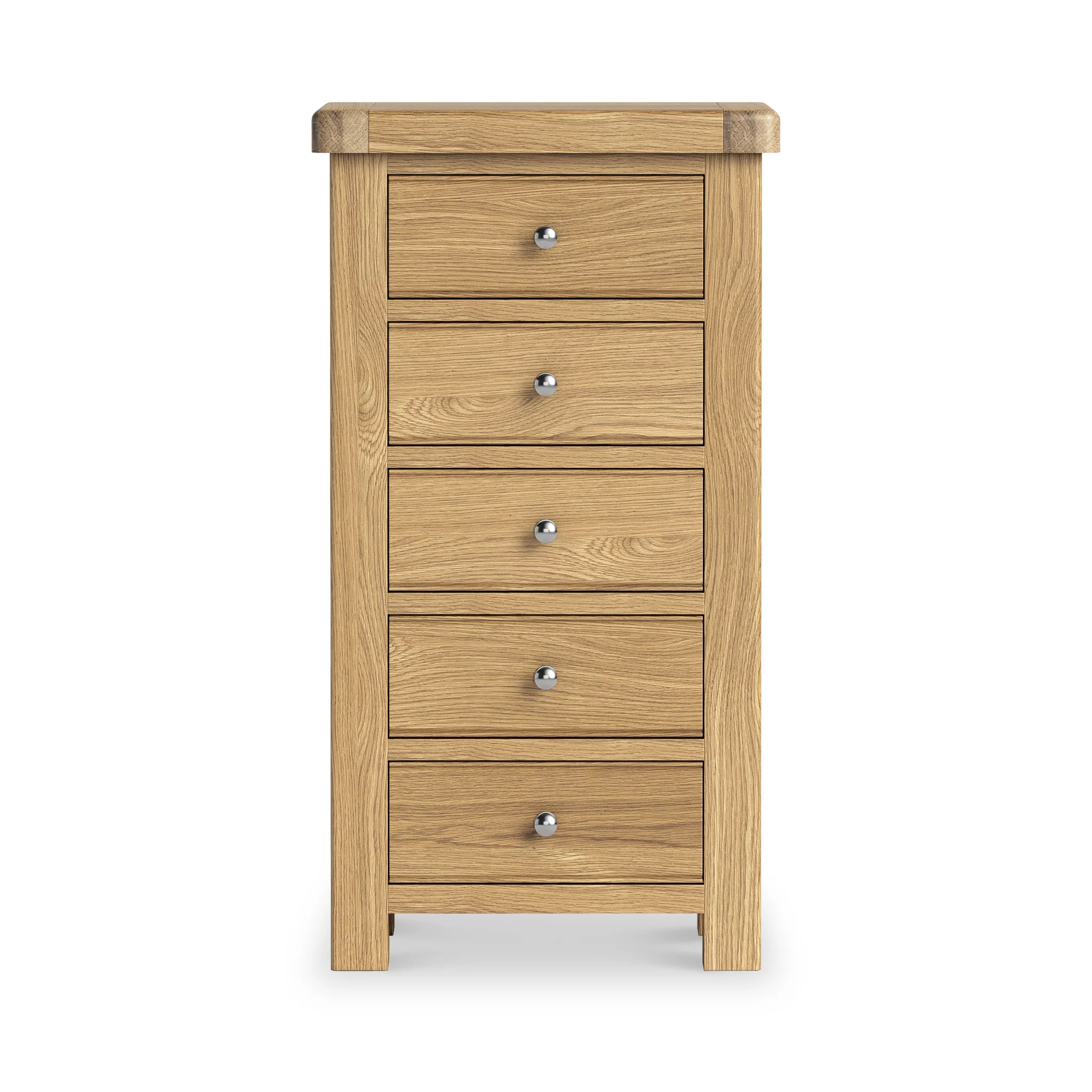 Portland Oak 5 Drawer Tallboy Chest - Image 7