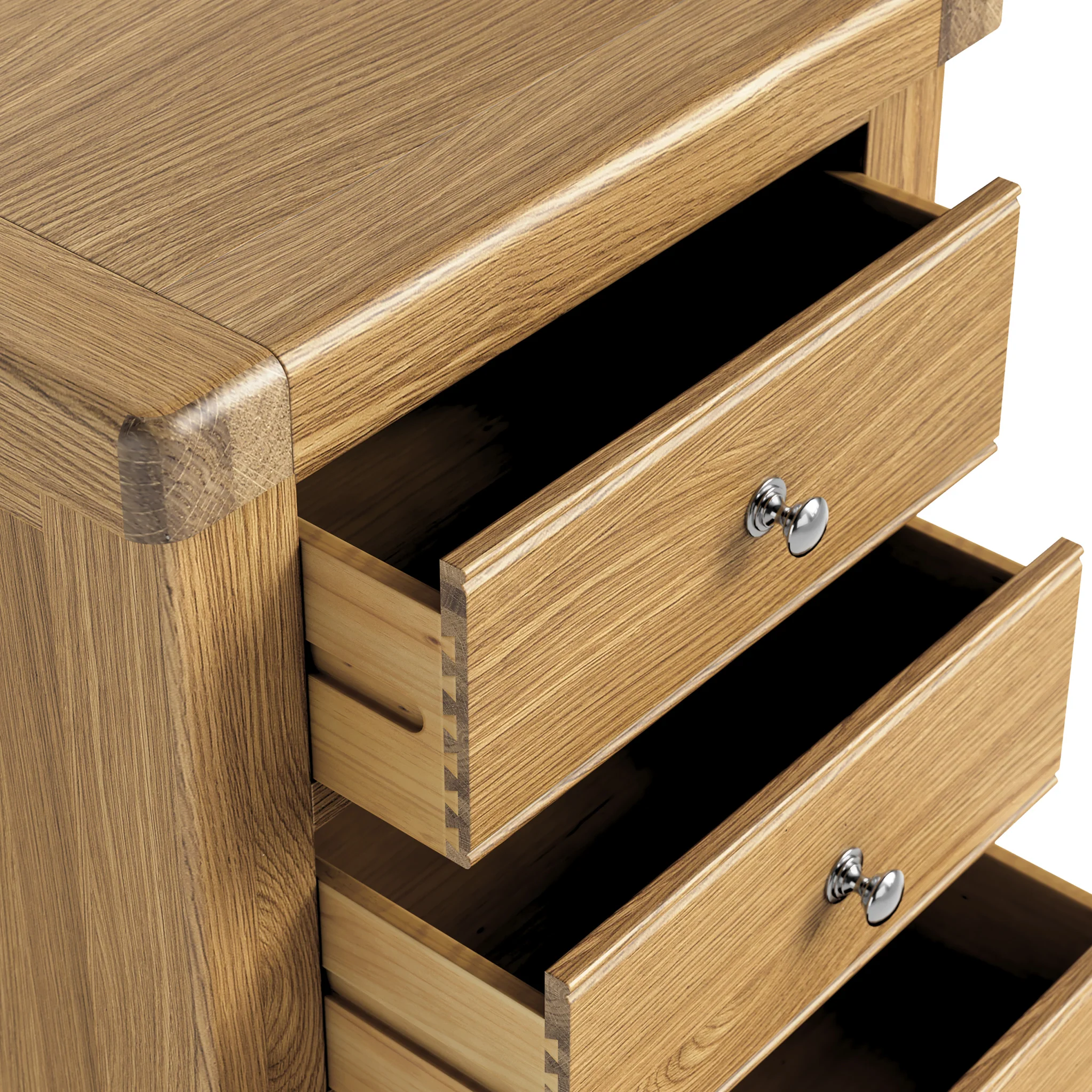 Portland Oak 5 Drawer Tallboy Chest - Image 8