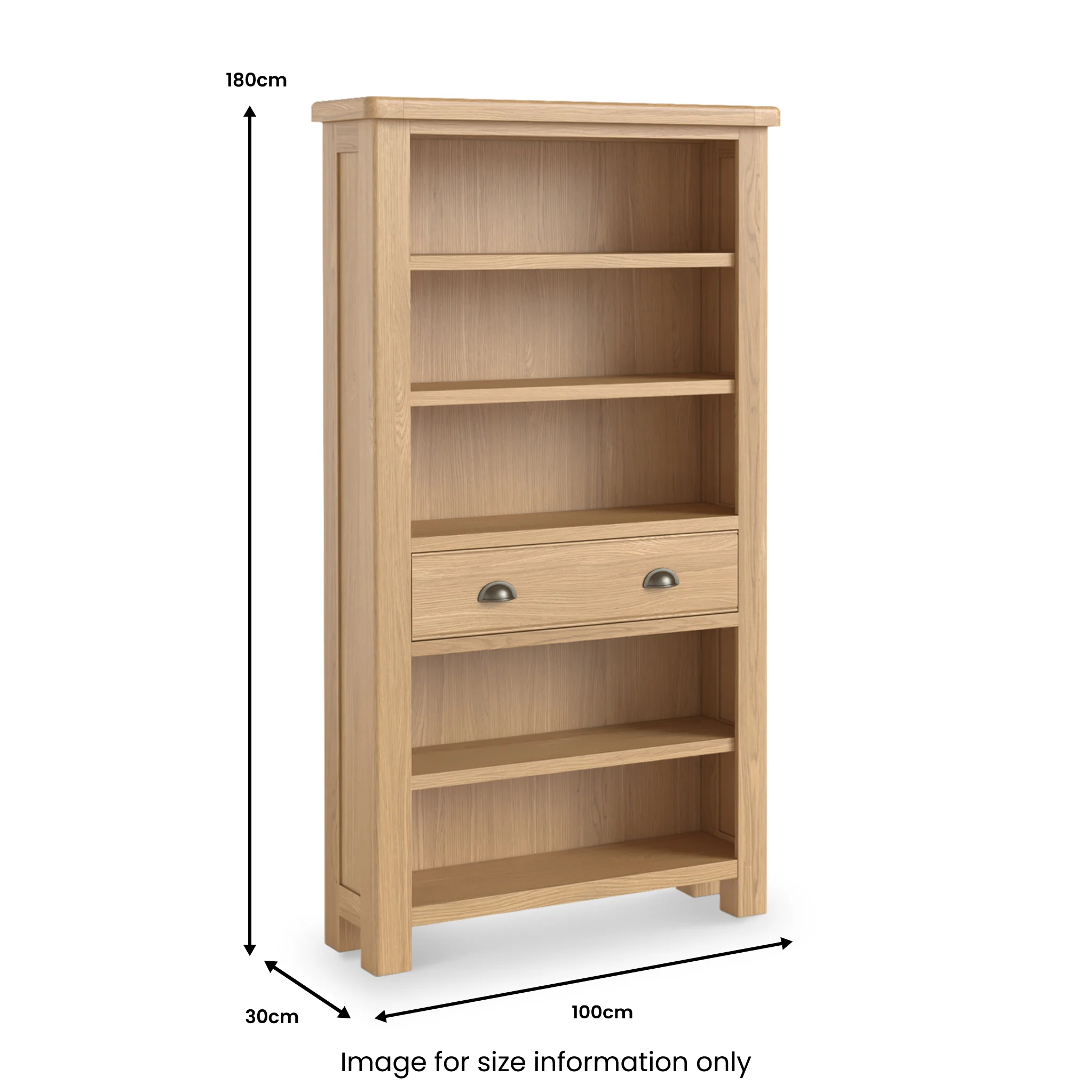 Portland Oak 5 Shelf Large Bookcase - Image 10