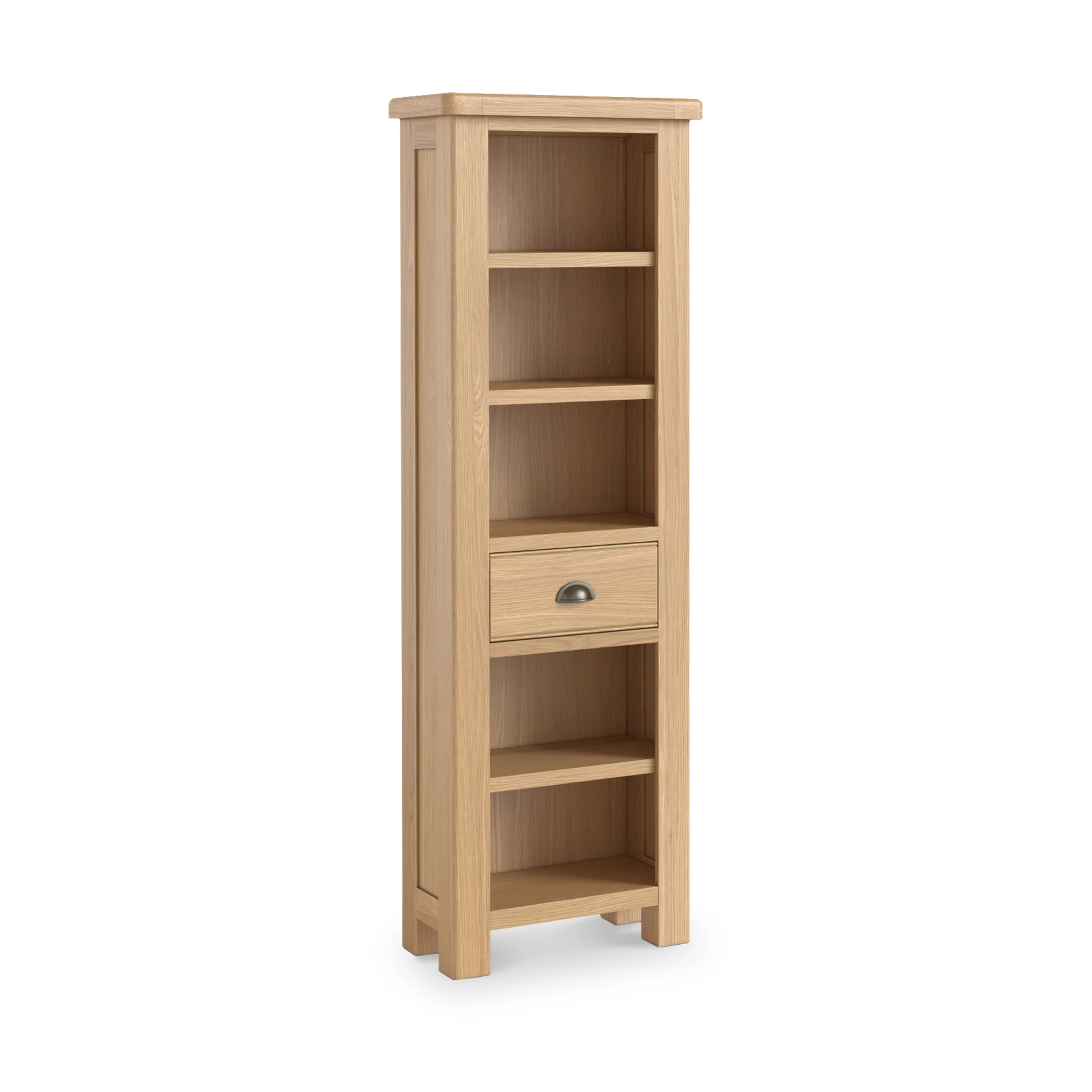 Portland Oak 5 Shelf Slim Bookcase - Image 3