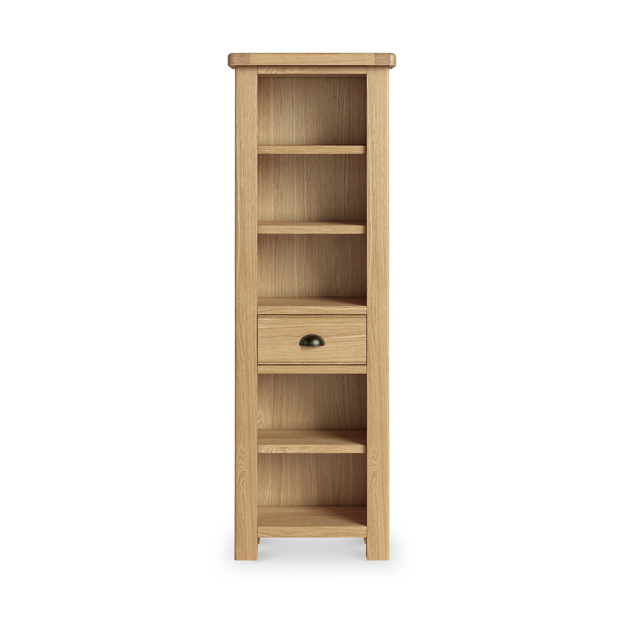 Portland Oak 5 Shelf Slim Bookcase - Image 4