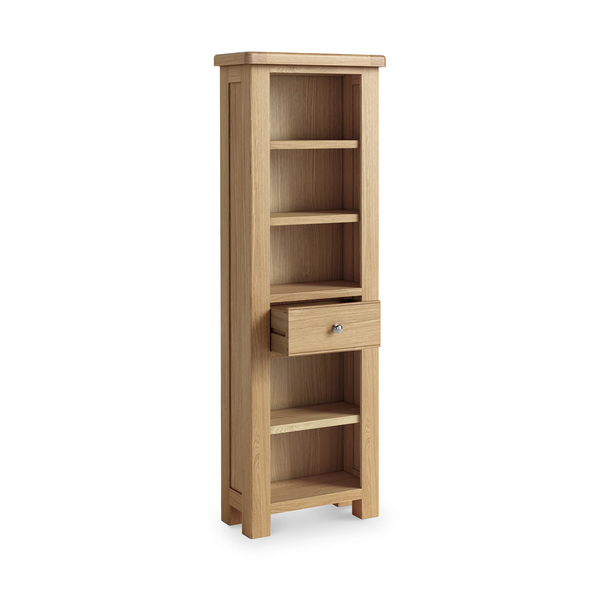 Portland Oak 5 Shelf Slim Bookcase - Image 5